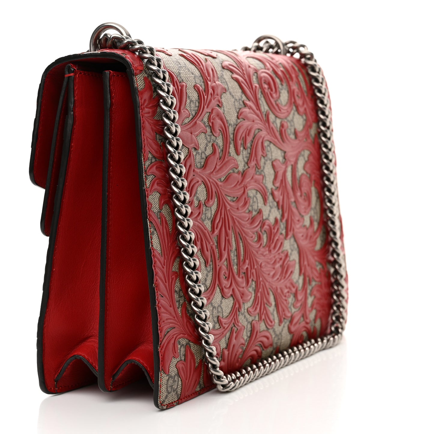 GG Supreme Monogram Arabesque Medium Dionysus Shoulder Bag Hibiscus Red