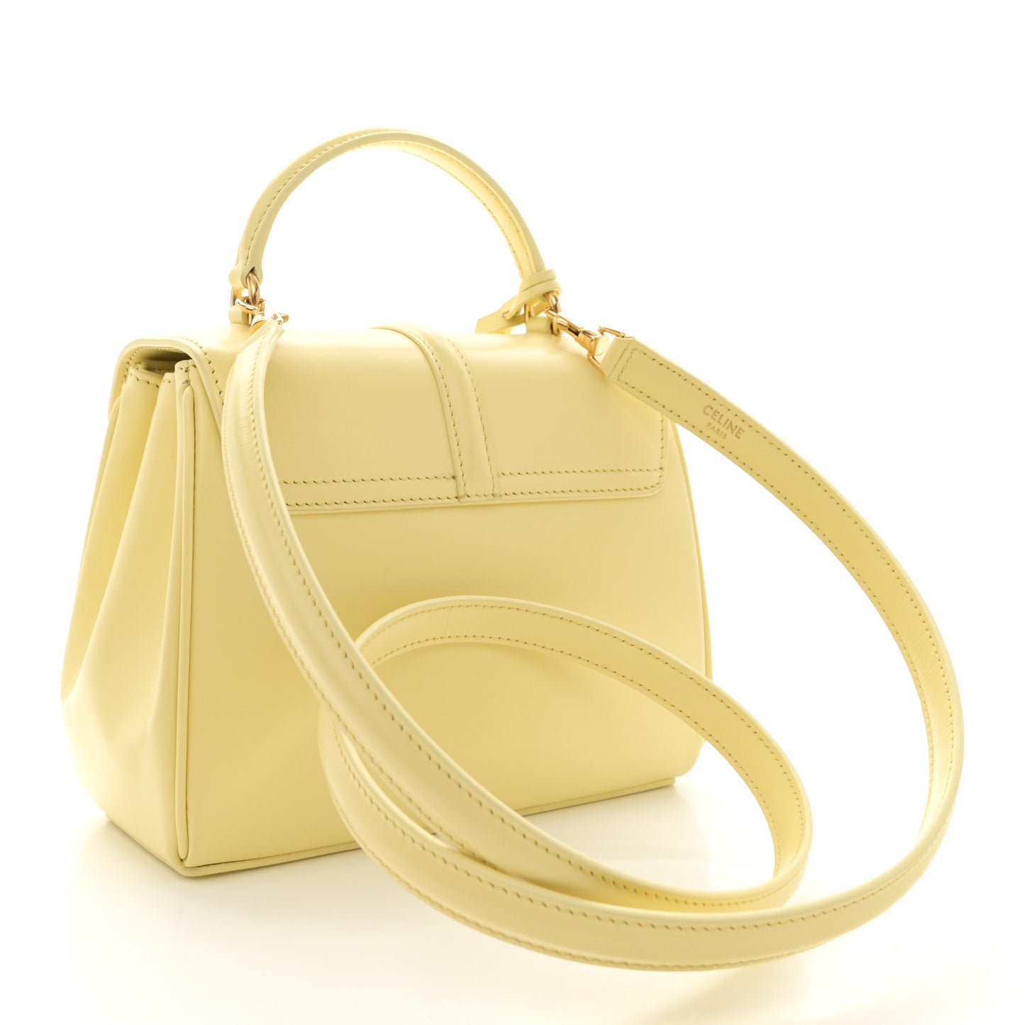 Satinated Calfskin Mini 16 Top Handle Bag Soft Yellow