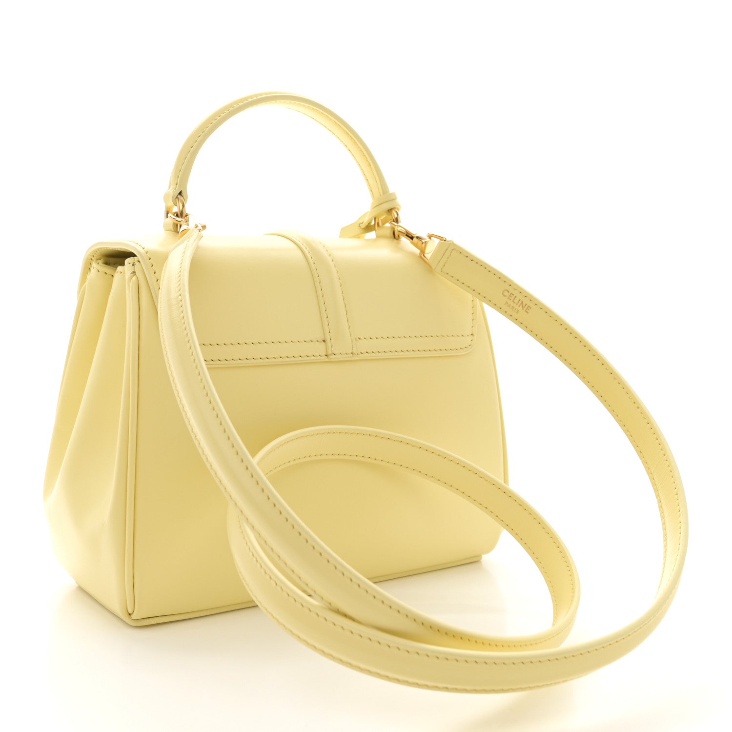 Celine Satinated Calfskin Mini 16 Top Handle Bag Soft Yellow 3 of 16