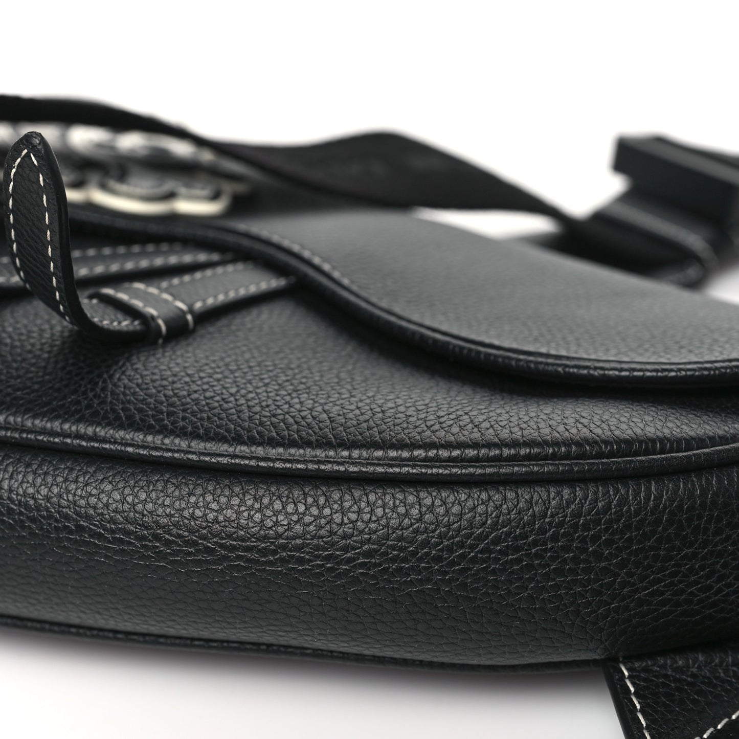 X SHAWN STUSSY Grained Calfskin Bee Saddle Bag Black