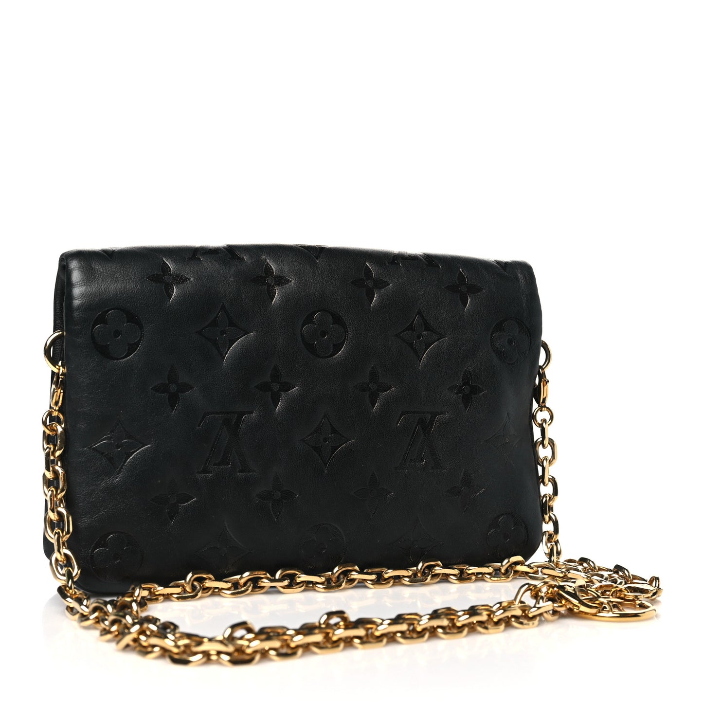 Lambskin Embossed Monogram Pochette Coussin Black