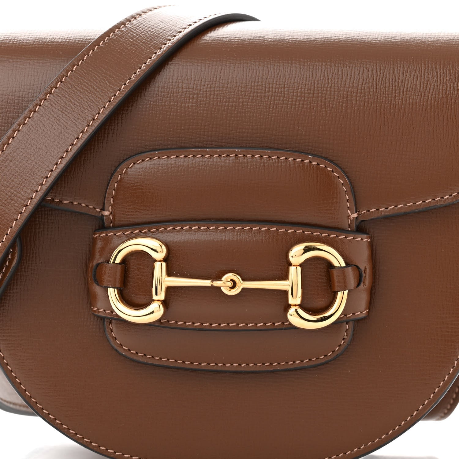 Gucci Azalea Calfskin Mini Horsebit 1955 Rounded Shoulder Bag Brown Sugar 7 of 9