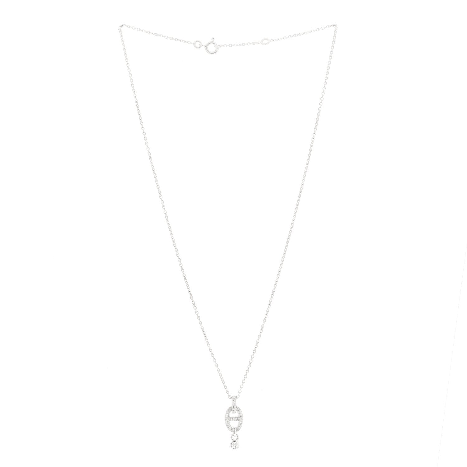 Hermes 18K White Gold Diamond PM Chaine d'Ancre Enchainee Necklace 3 of 6