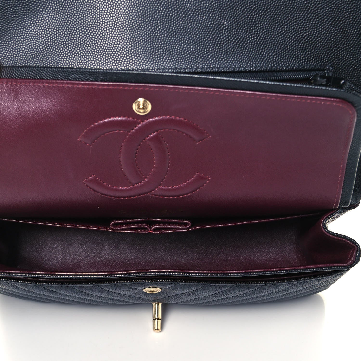 Chanel Caviar Chevron Quilted Medium Double Flap Black 5 of 11