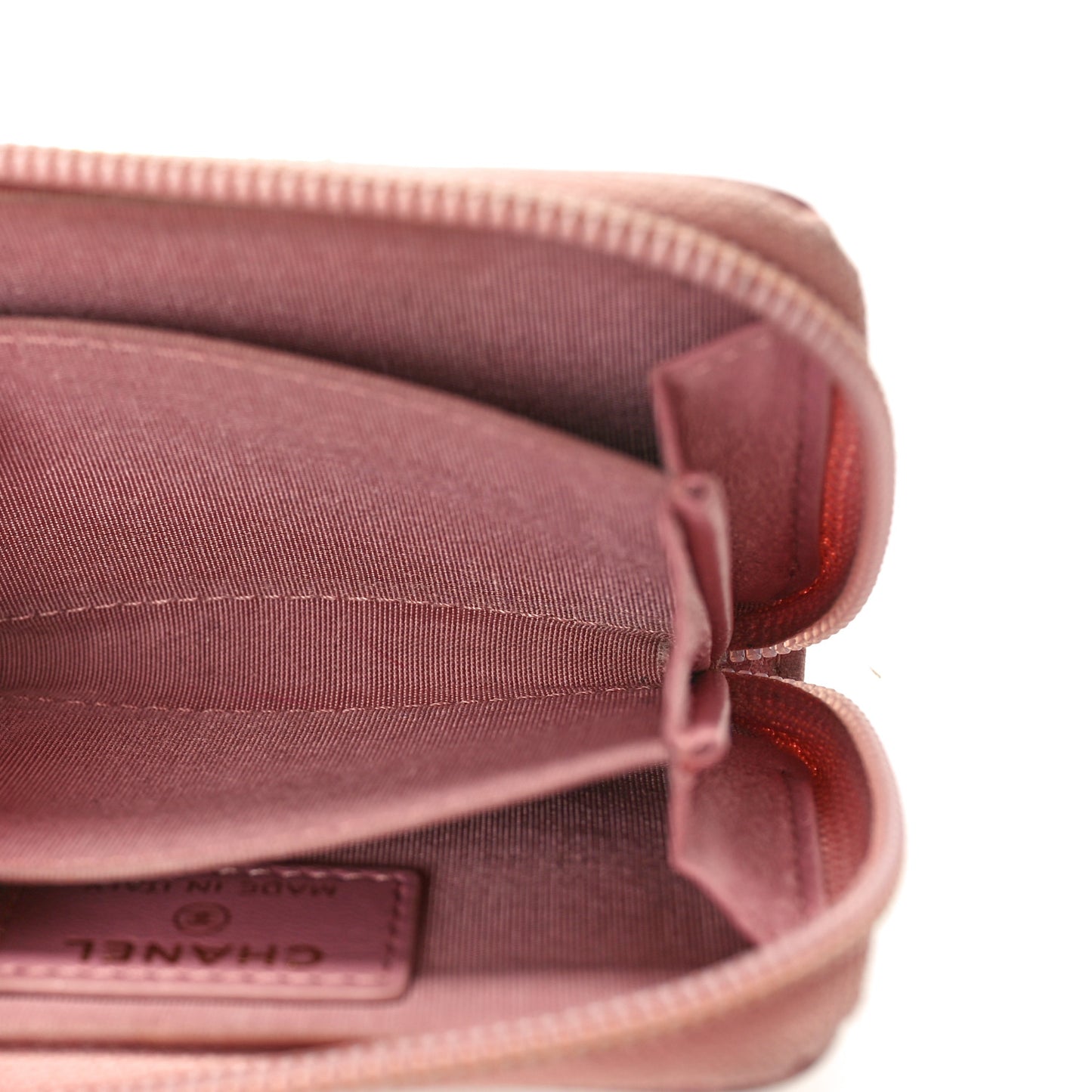 Metallic Lambskin Quilted Boy Zip Around Coin Purse Wallet Pink