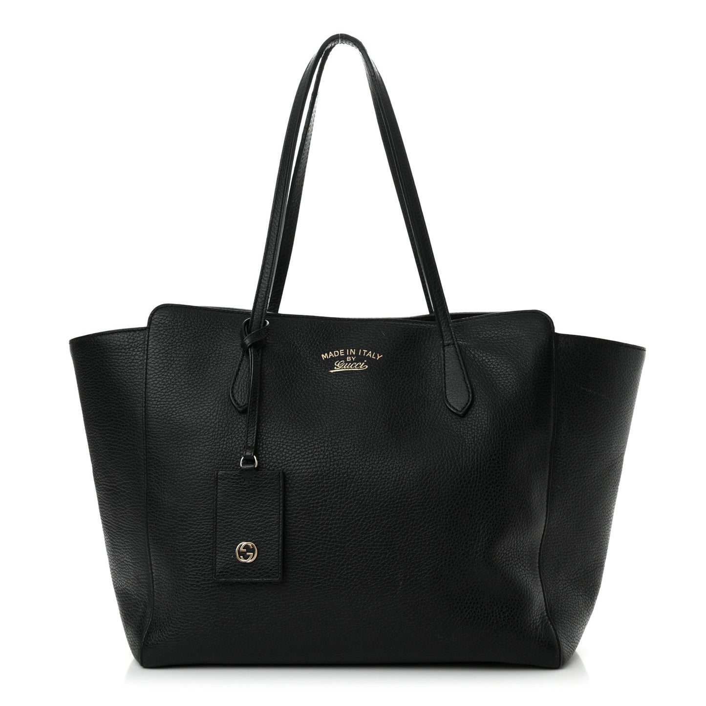 Pebbled Calfskin Medium Swing Tote Black