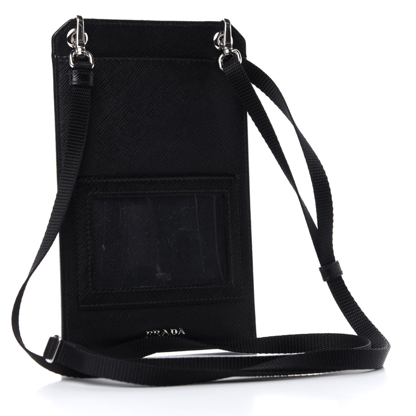 Saffiano Logo Cellphone Case With Strap Black