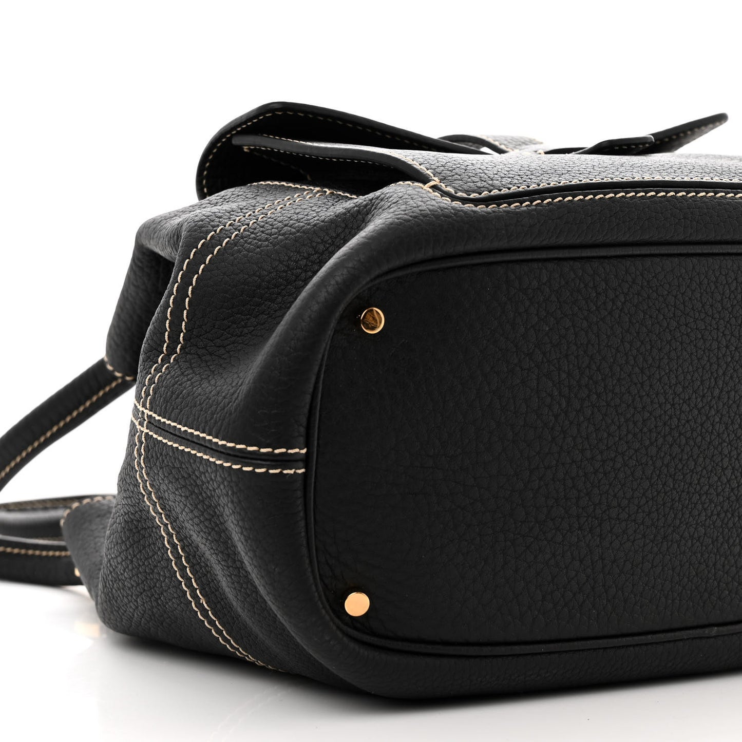 Grained Calfskin Globe Shoulder Bag Black