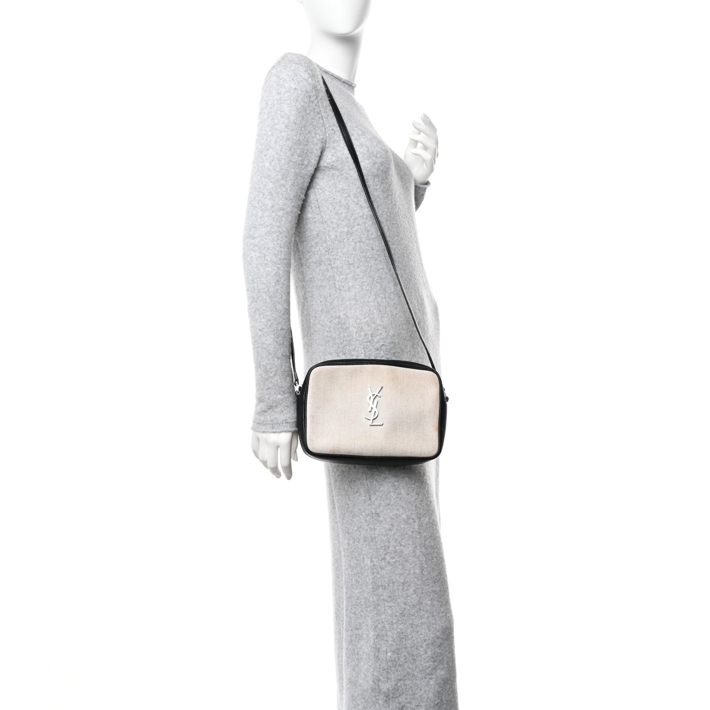 Linen Canvas Monogram Lou Camera Bag Black