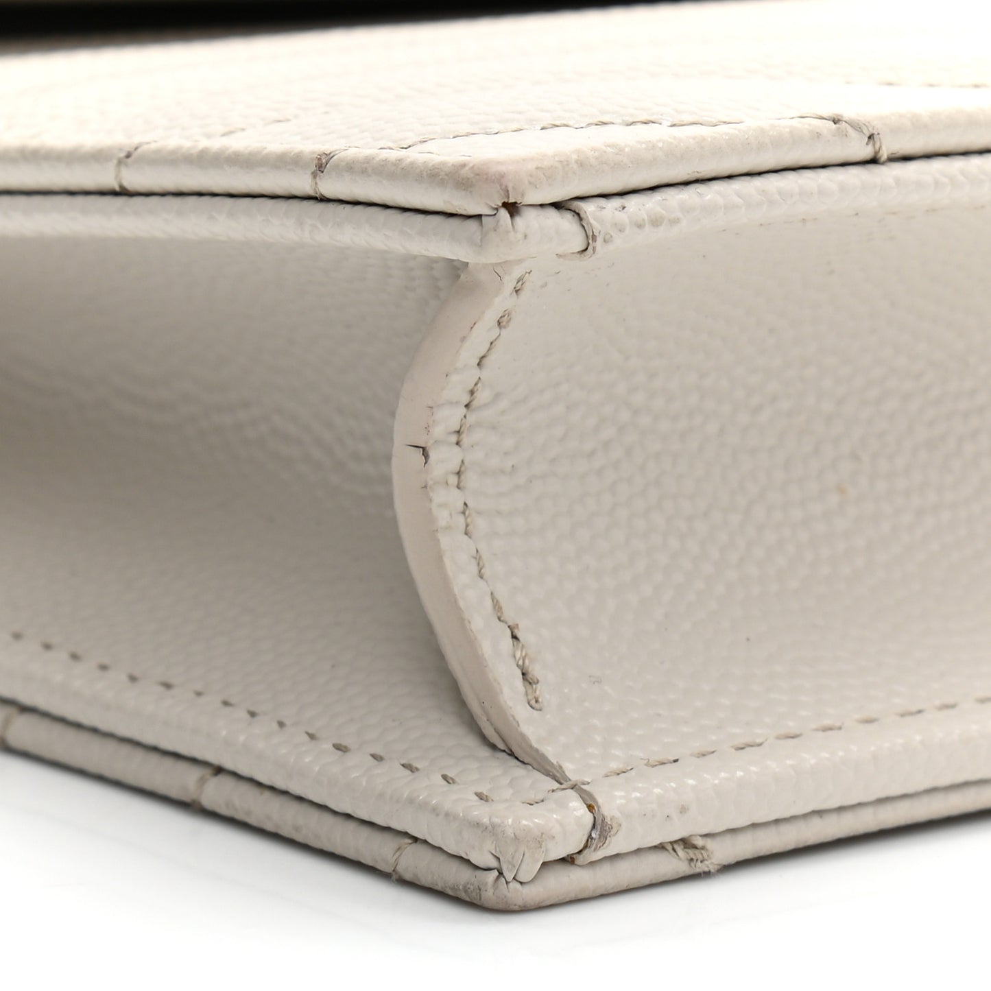 Grain De Poudre Matelasse Chevron Monogram Envelope Chain Wallet Optical White