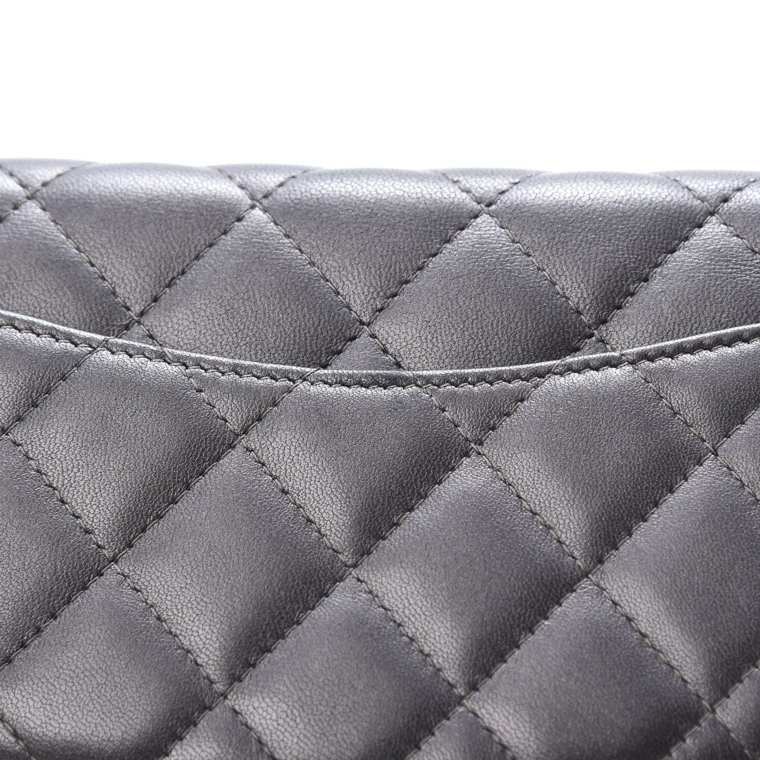 Chanel Iridescent Lambskin Quilted Wallet On Chain WOC Grey 14 of 15