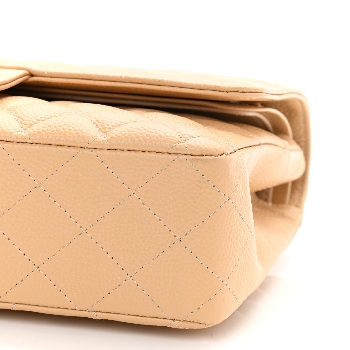 Caviar Quilted Medium Double Flap Beige Clair