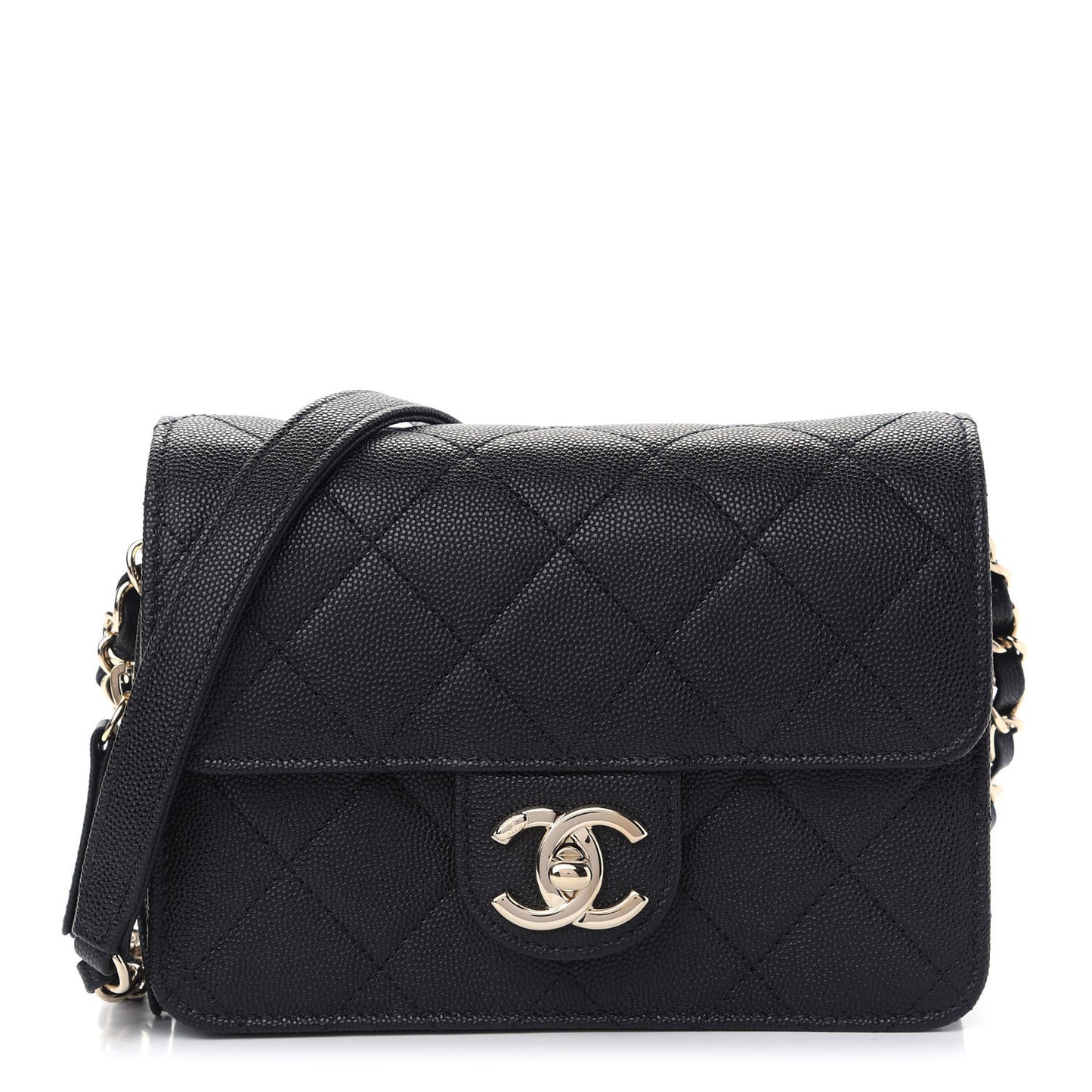 Caviar Quilted Like A Wallet Flap Black