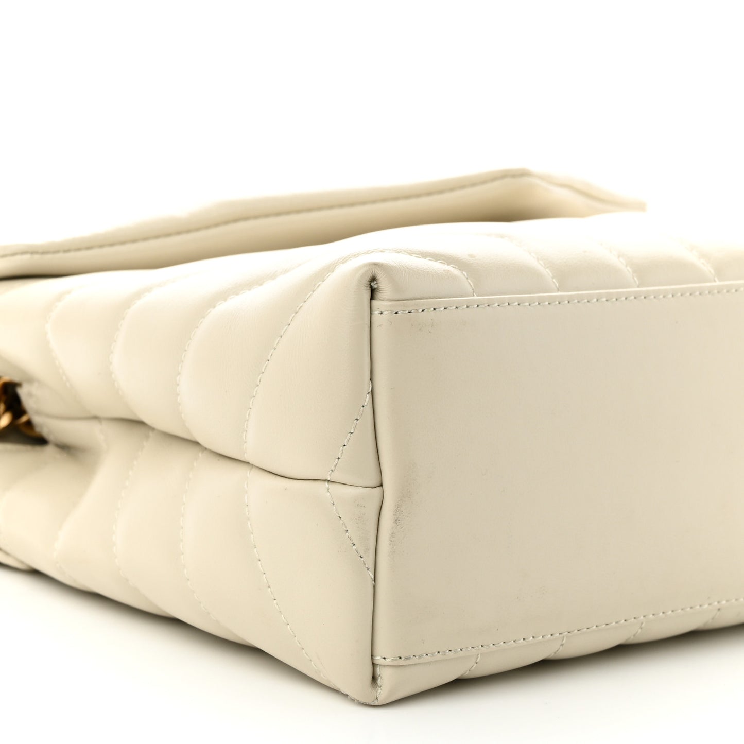 Calfskin Y Quilted Monogram Small Loulou Chain Satchel Crema Soft