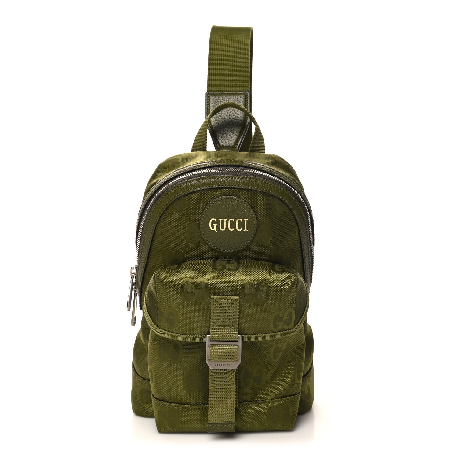 Gucci Econyl Nylon Monogram Off The Grid Sling Backpack Juniper Green 1 of 11