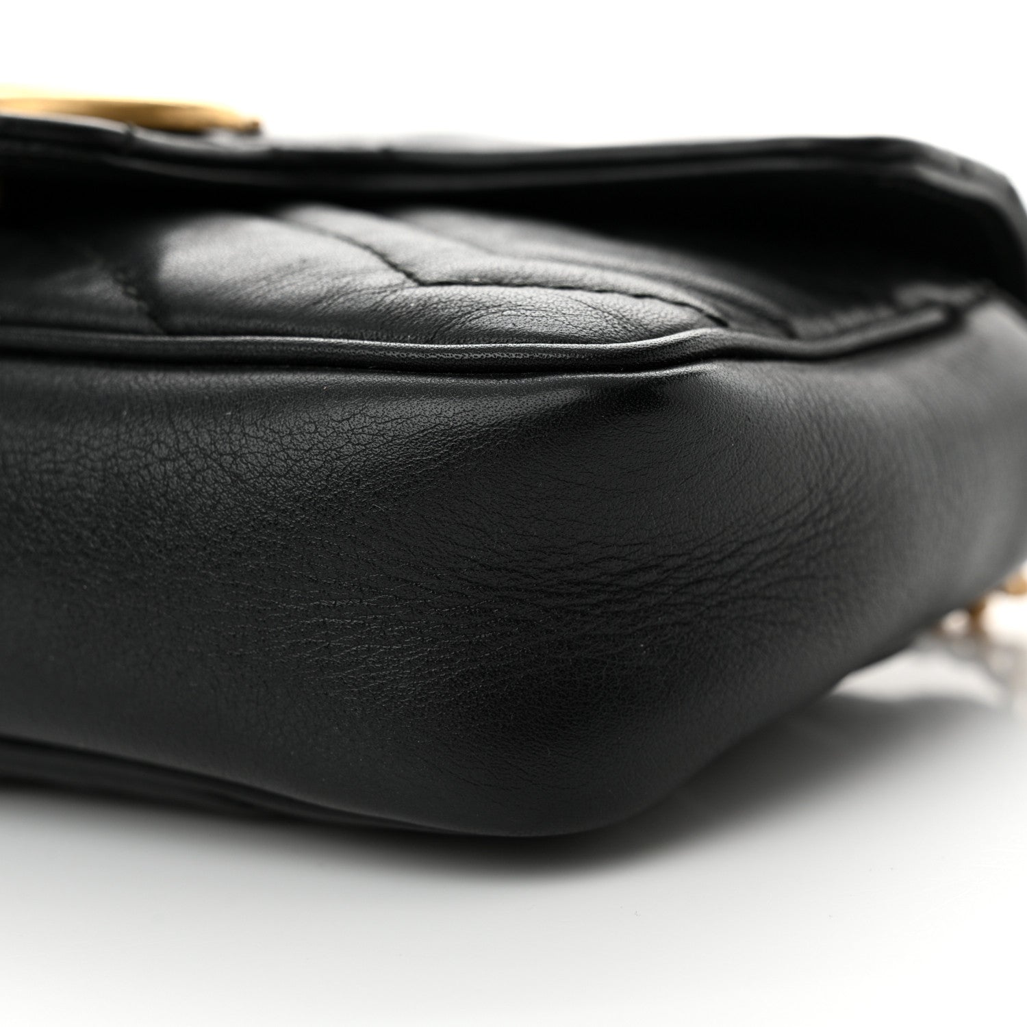 Gucci Calfskin Matelasse Super Mini GG Marmont Shoulder Bag Black 10 of 14