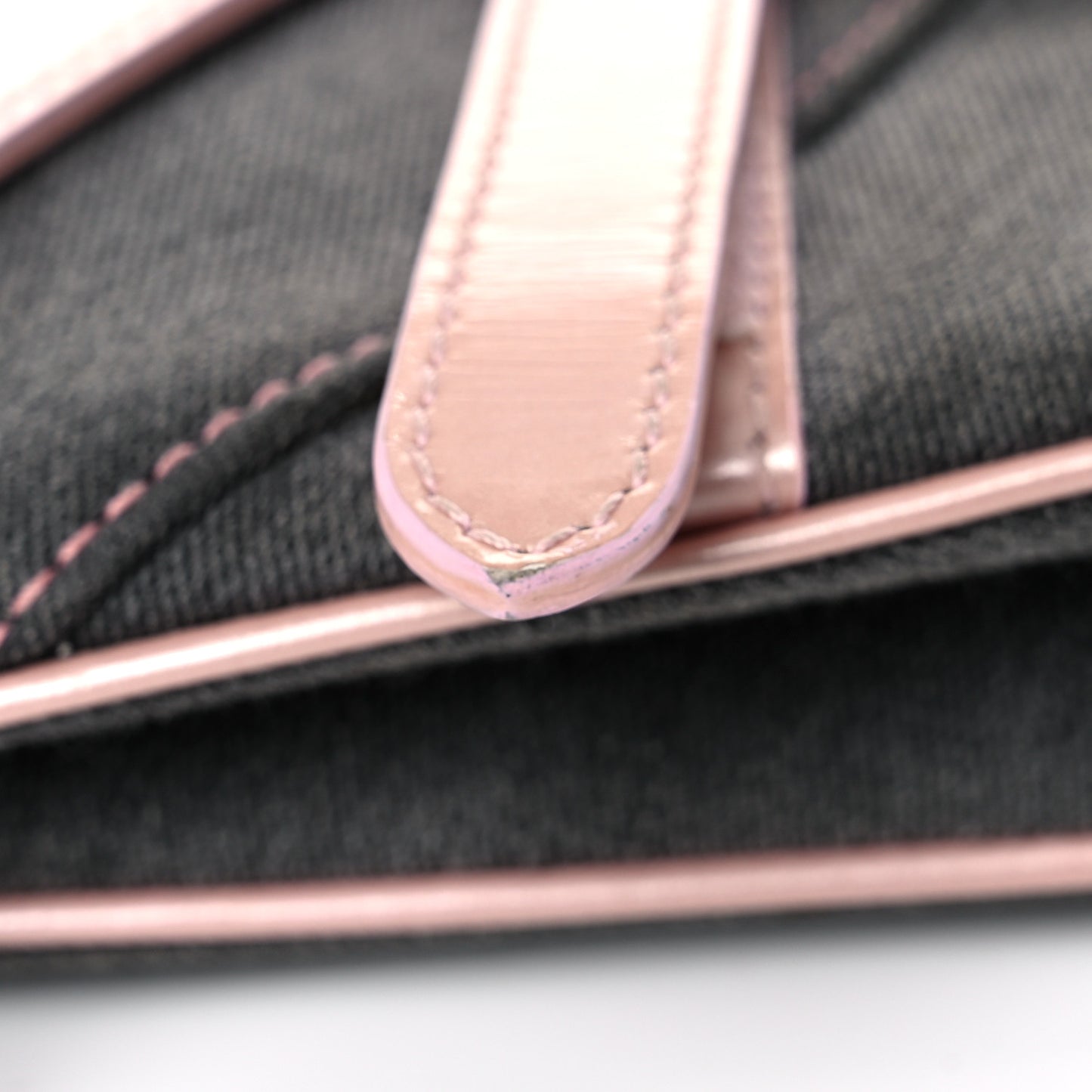 Patent Denim Jeans Saddle Bag Grey Pink