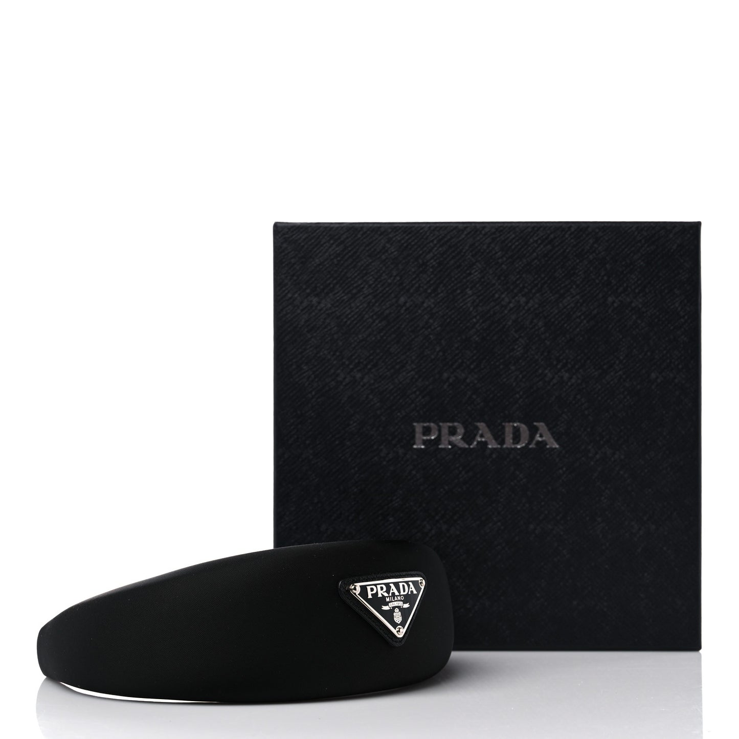 Re-Nylon Metal Triangle Logo Headband Black