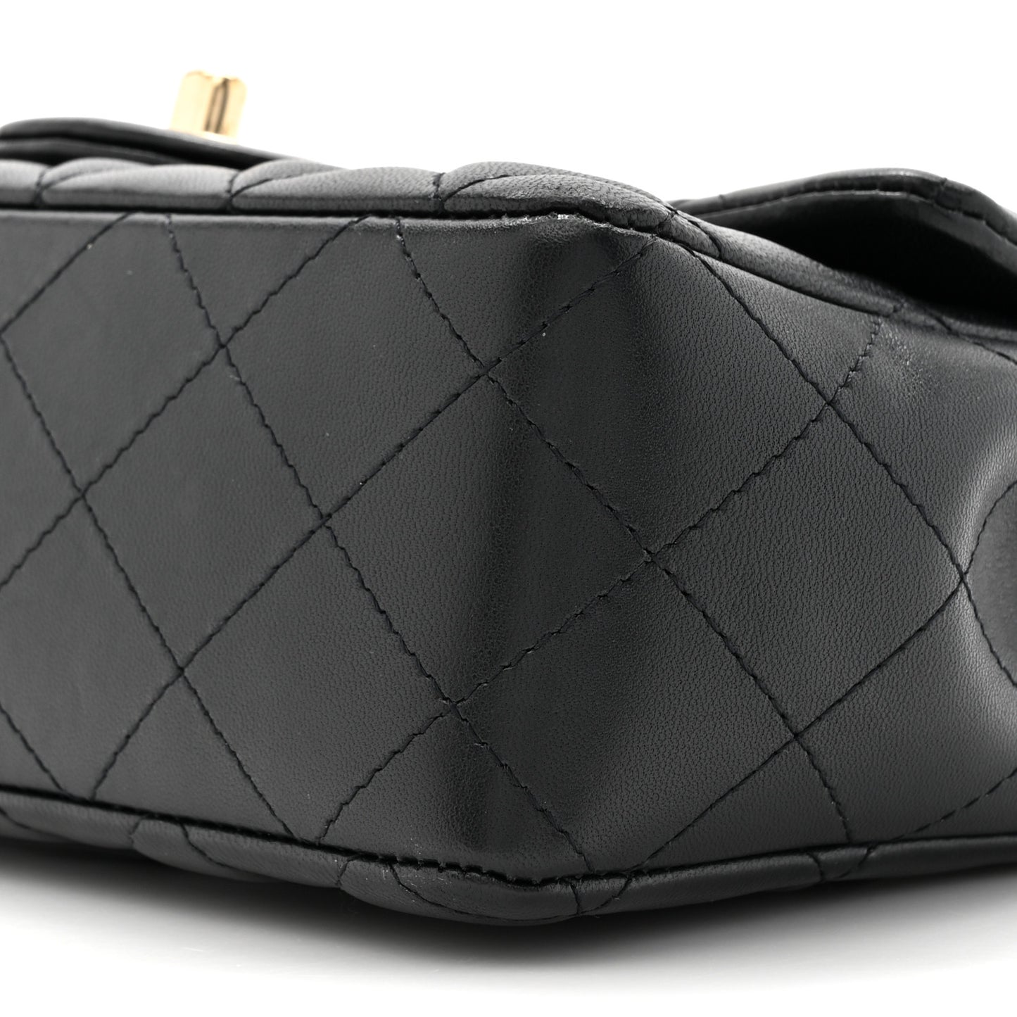 Lambskin Quilted Mini Coco Charms Rectangular Flap Black