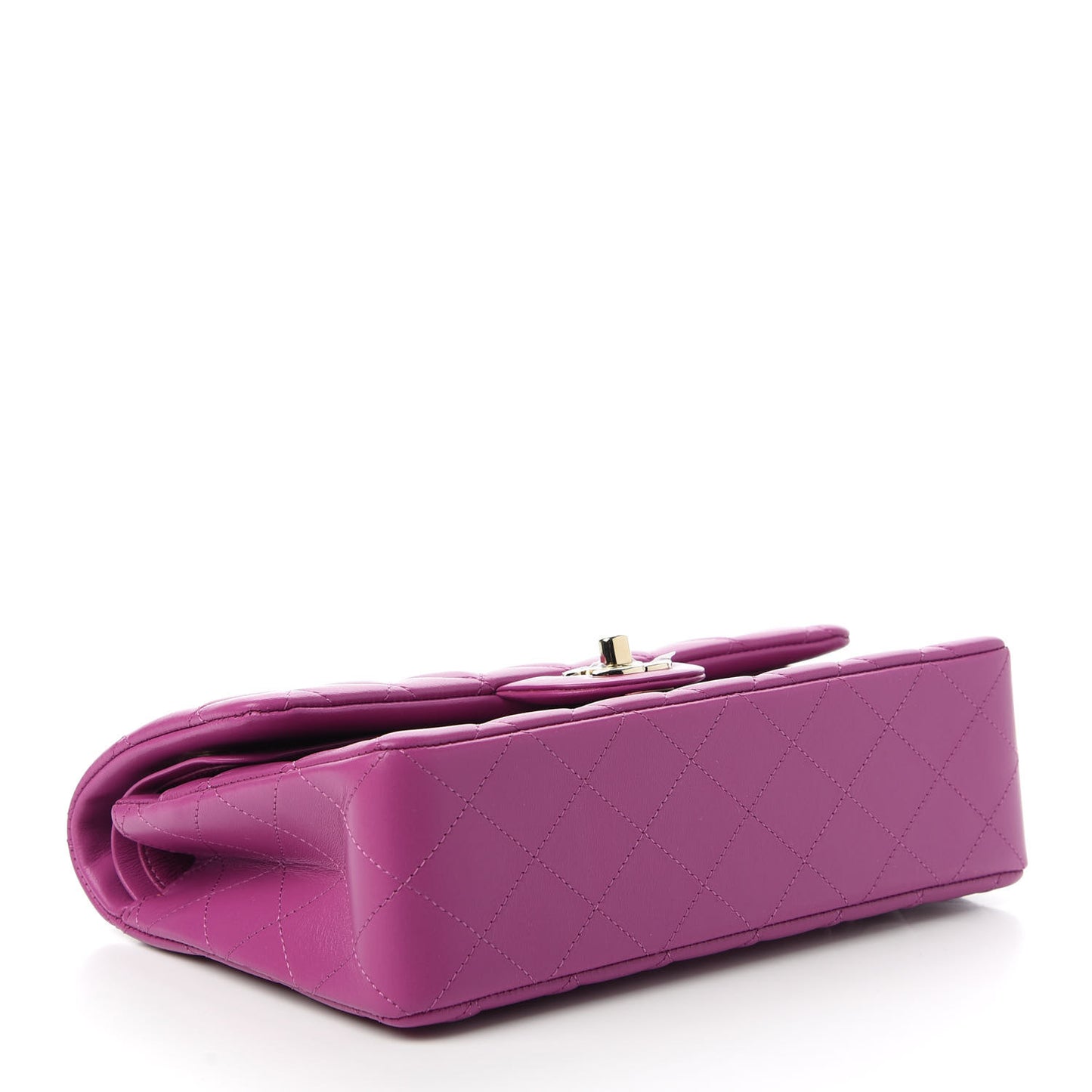 Lambskin Quilted Small Double Flap Purple