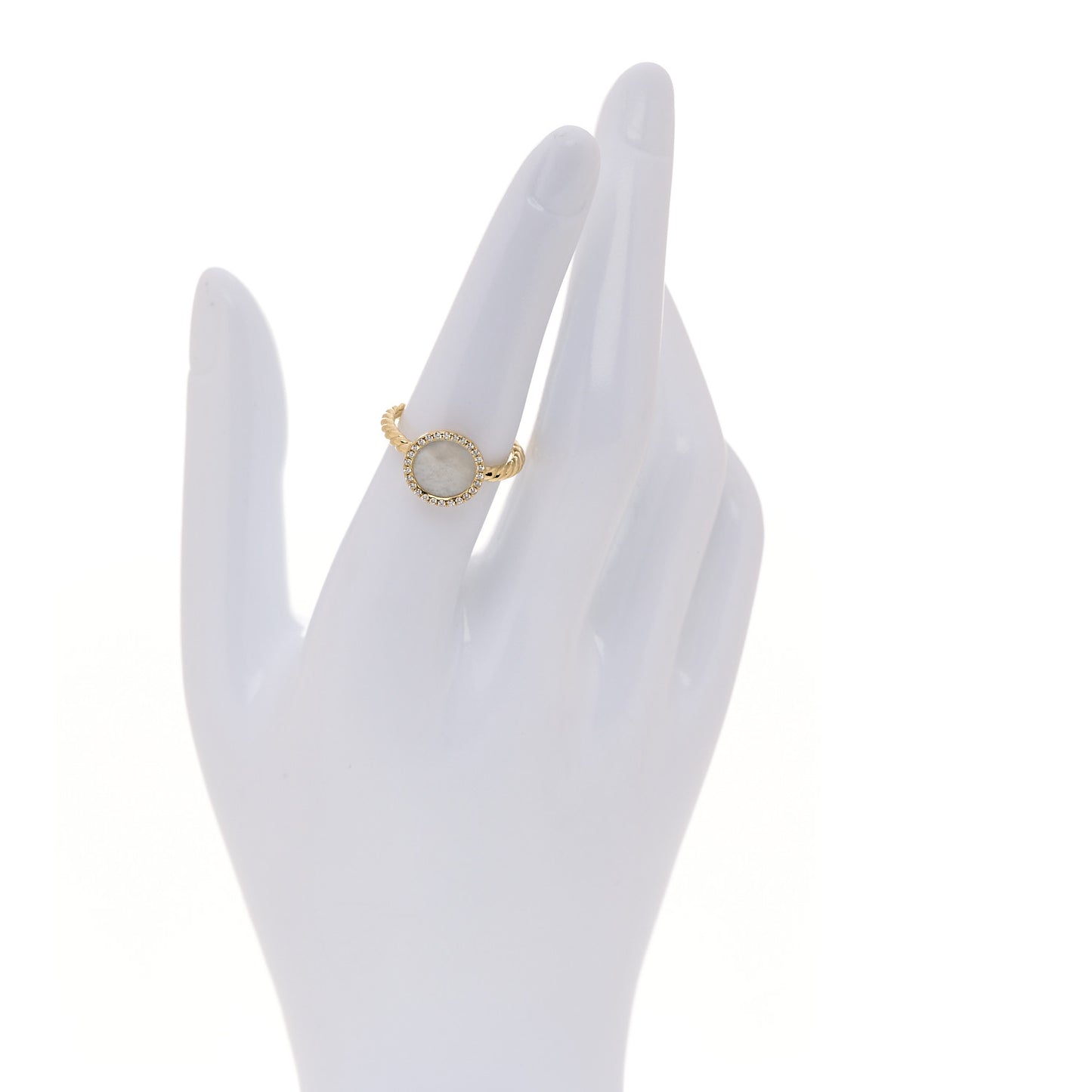 18K Yellow Gold Diamond Pearl Petite Elements Ring 53 6.5
