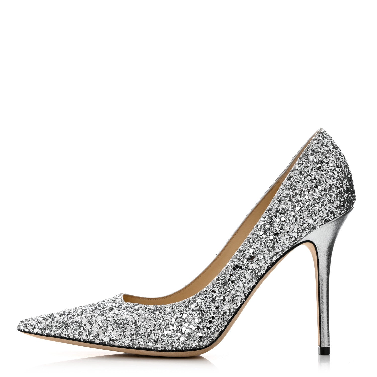 Jimmy Choo Coarse Glitter Abel 100 Pumps 40 Silver 1 of 8