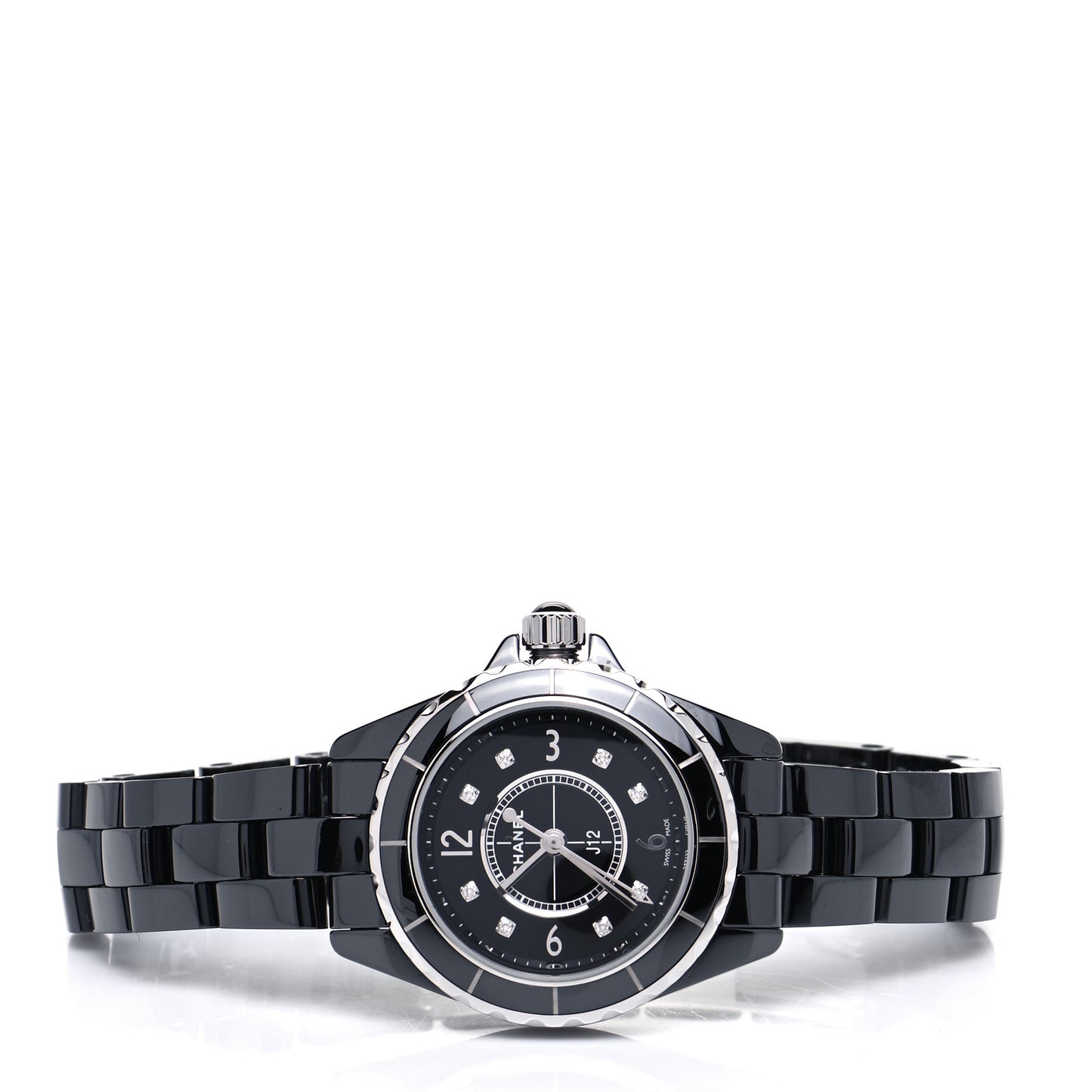 Stainless Steel Ceramic Diamond 29mm J12 Quartz Watch Black