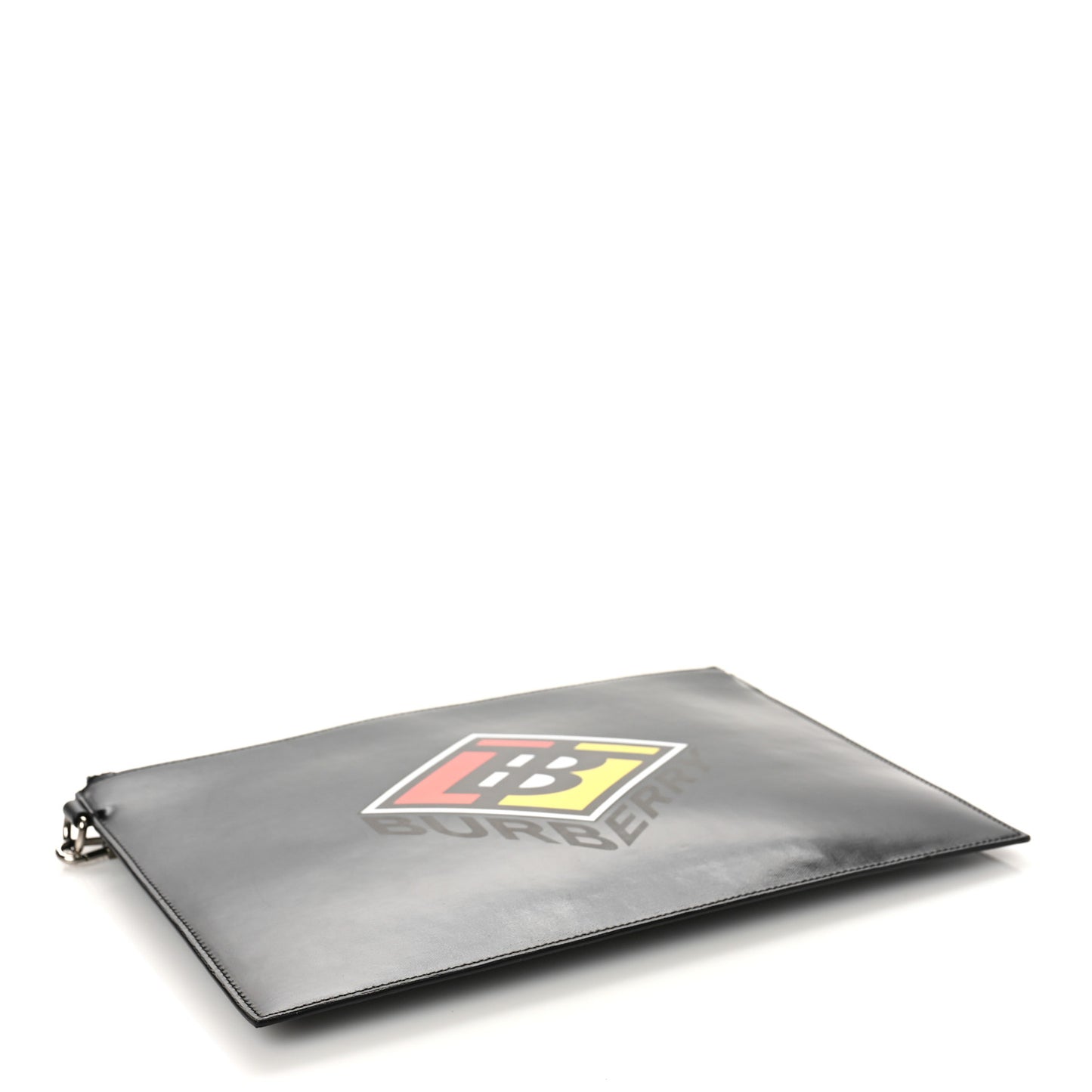 Smooth Calfskin TB Patch Zip Pouch Black Multicolor