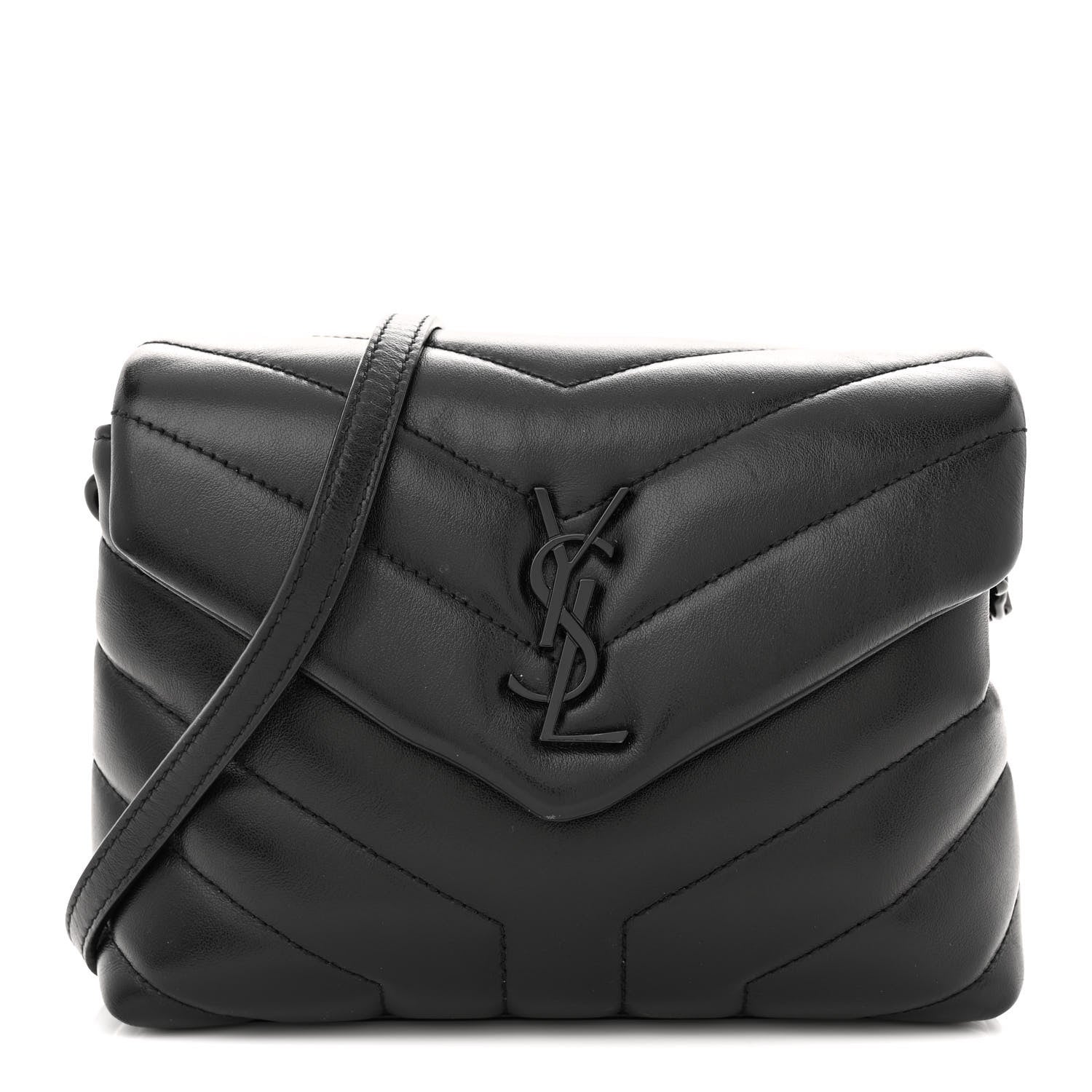 Saint Laurent Calfskin Y Quilted Monogram Monochrome Toy Loulou Crossbody Bag Black 1 of 10