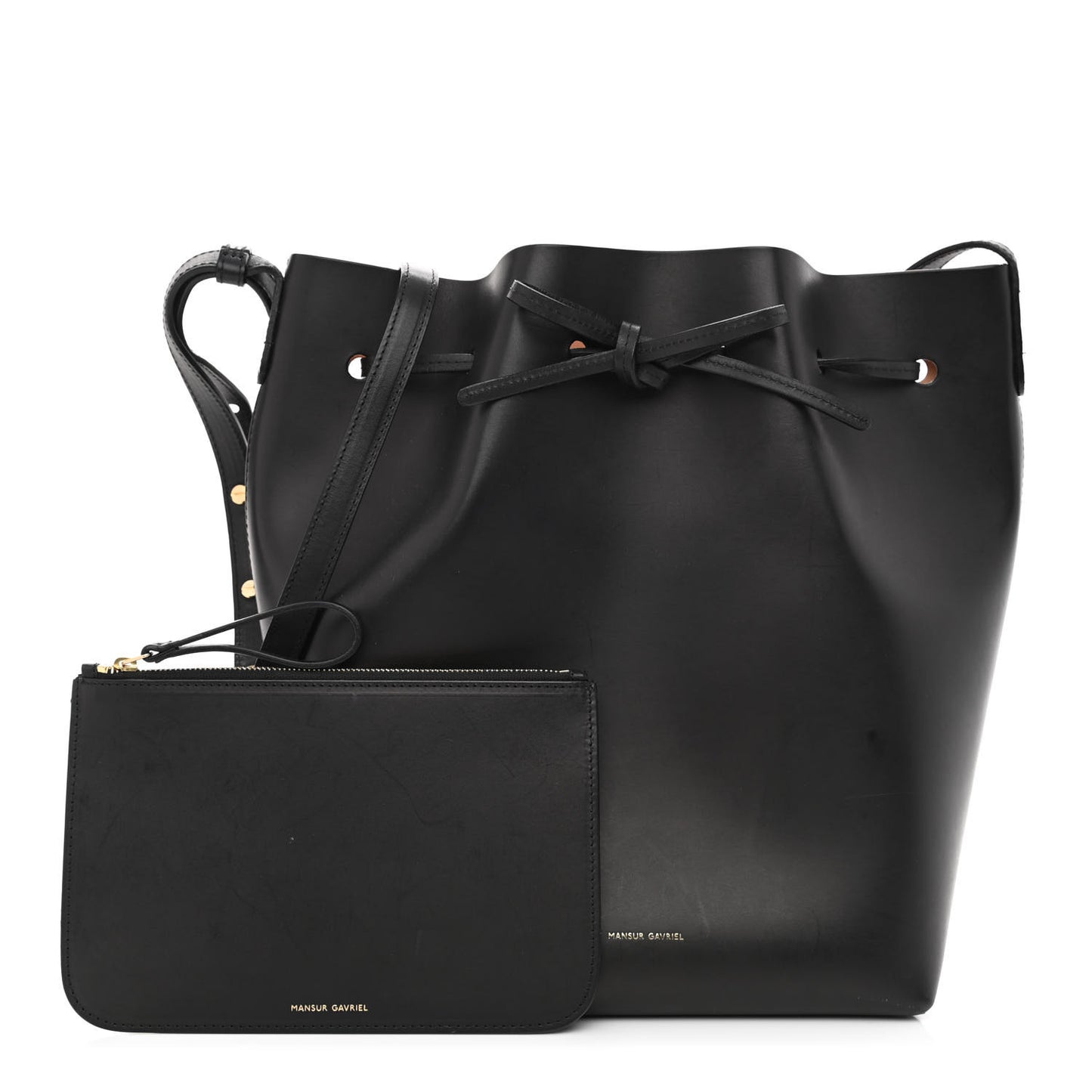 Vegetable Tanned Calfskin Bucket Bag Black Ballerina