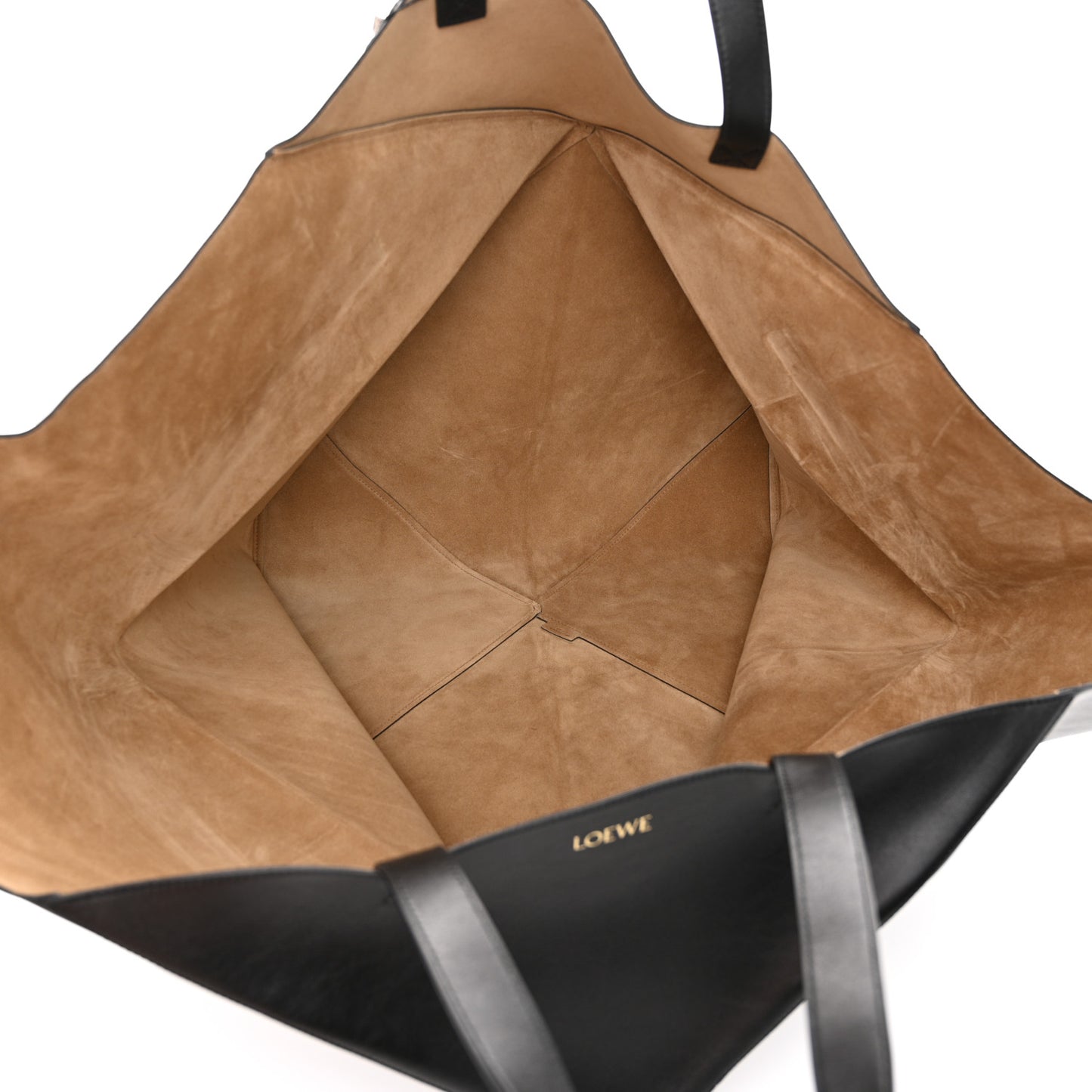 Shiny Calfskin XXL Puzzle Fold Tote Black