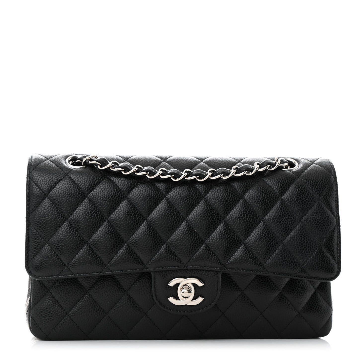 Caviar Quilted Medium Double Flap Black