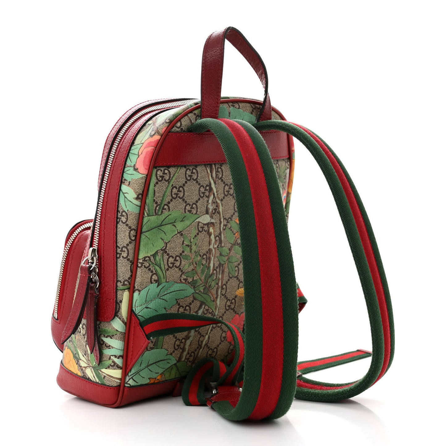 GG Supreme Monogram Tian Web Small Day Backpack Beige Multicolor Red