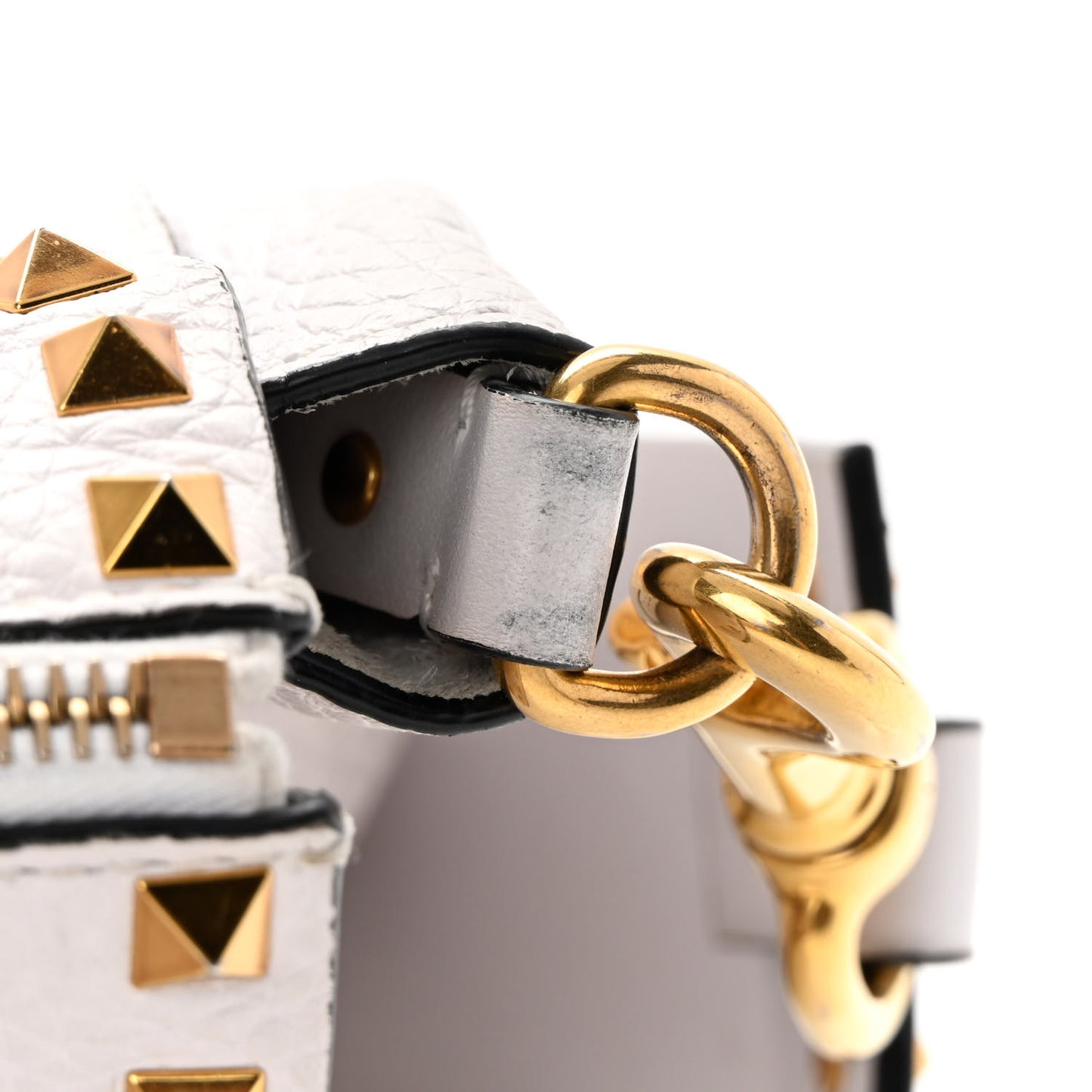 Pebbled Calfskin Medium Rockstud Hype Shoulder Bag White
