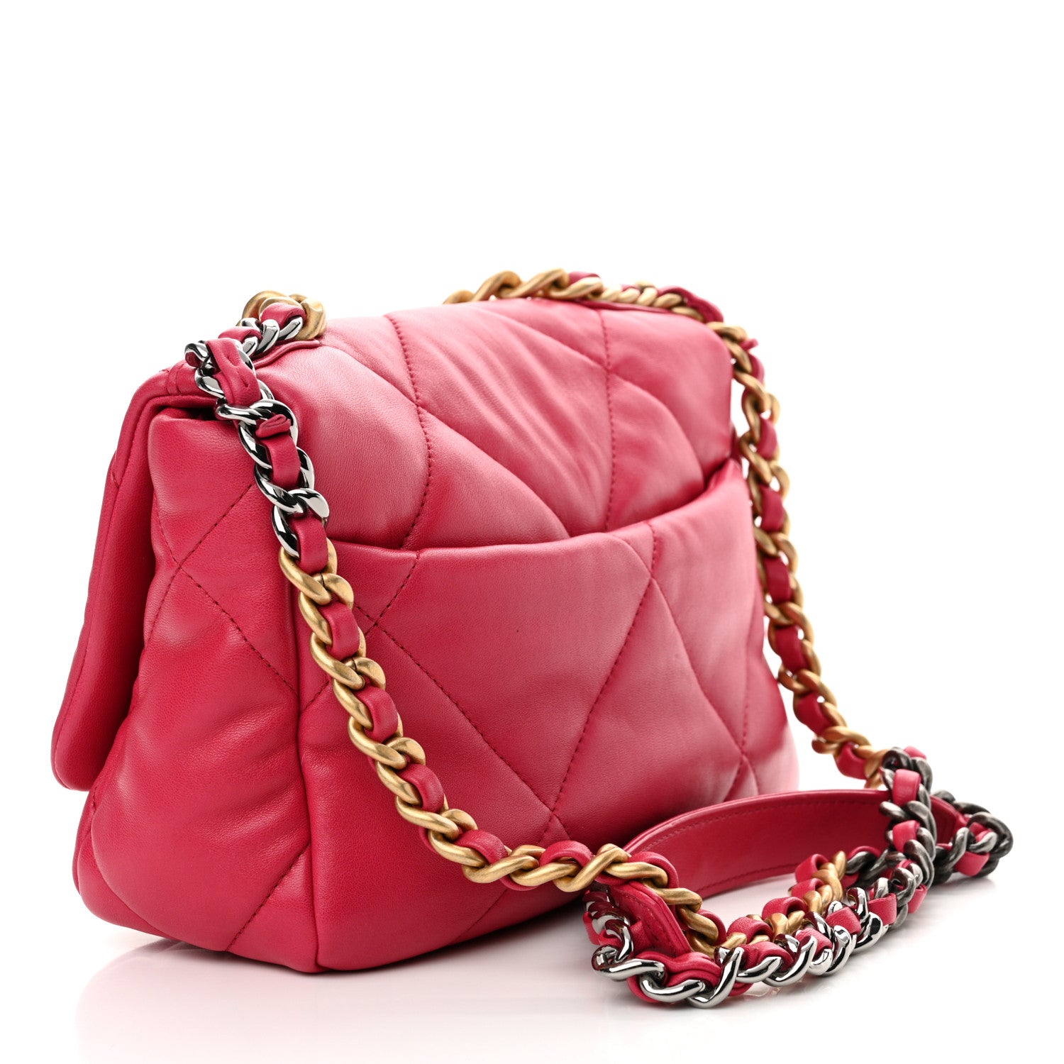 Chanel Lambskin Quilted Medium Chanel 19 Flap Dark Pink 3 of 10