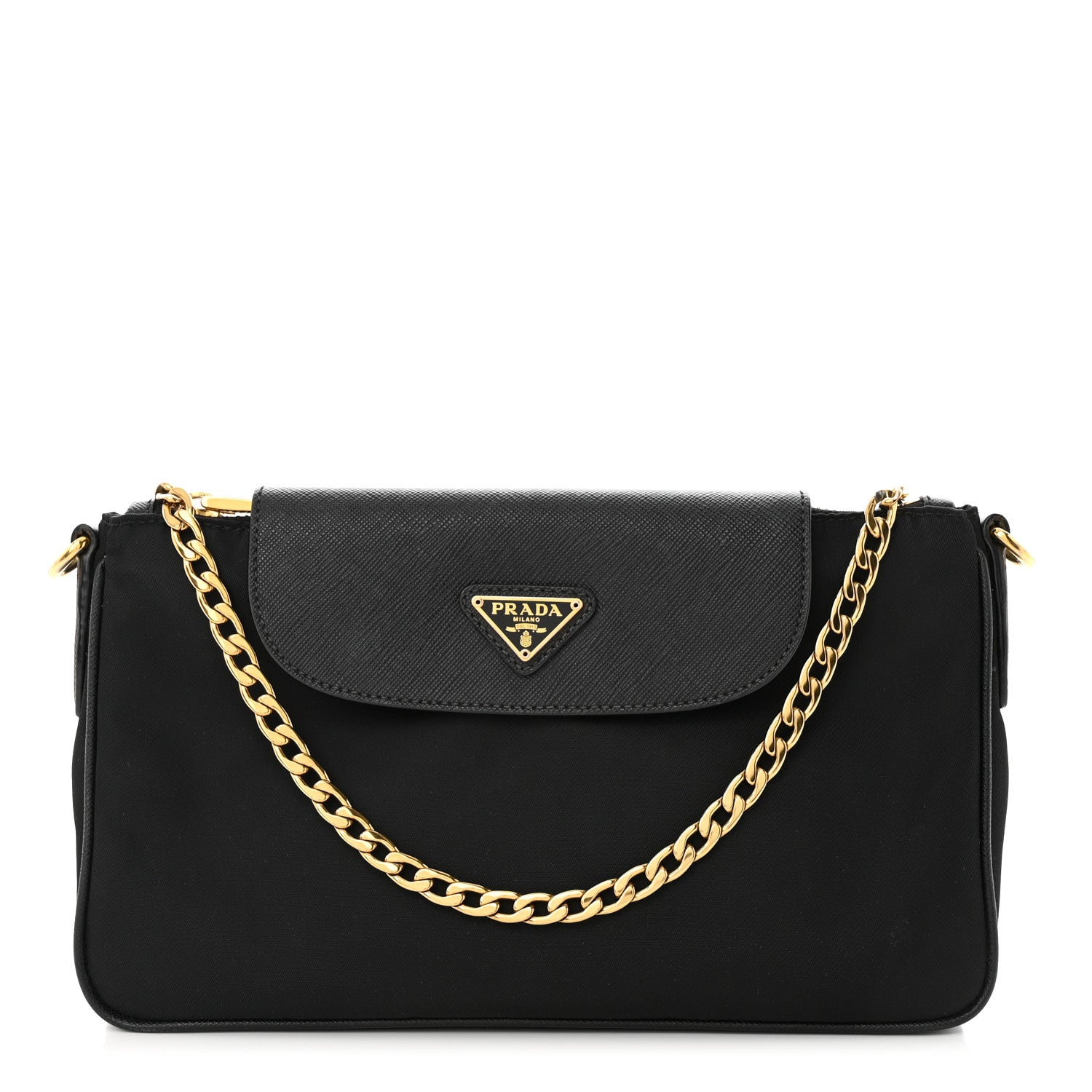 Prada Tessuto Nylon Saffiano Crossbody Bag Black 1393436