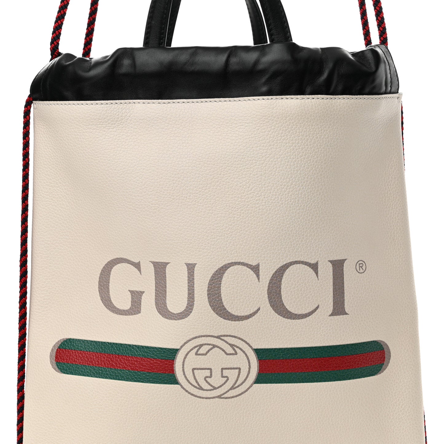 Calfskin Logo Drawstring Backpack Mystic White
