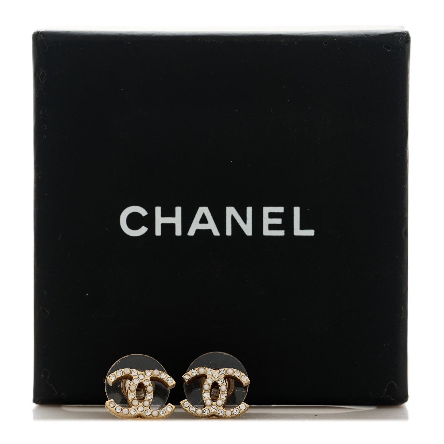 Pearl Crystal CC Earrings Gold