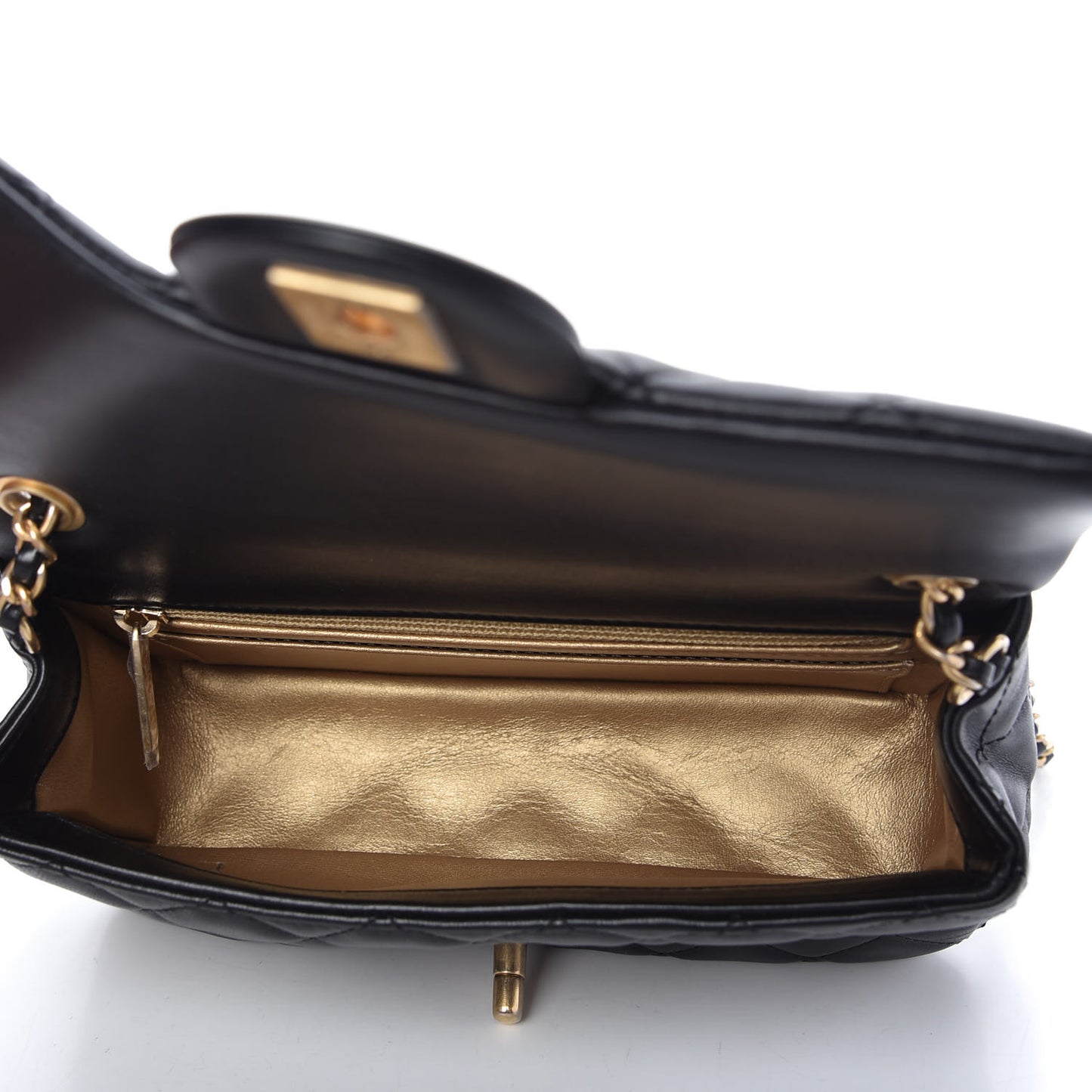 Lambskin Quilted Mini Rectangular Pearl Crush Flap Black