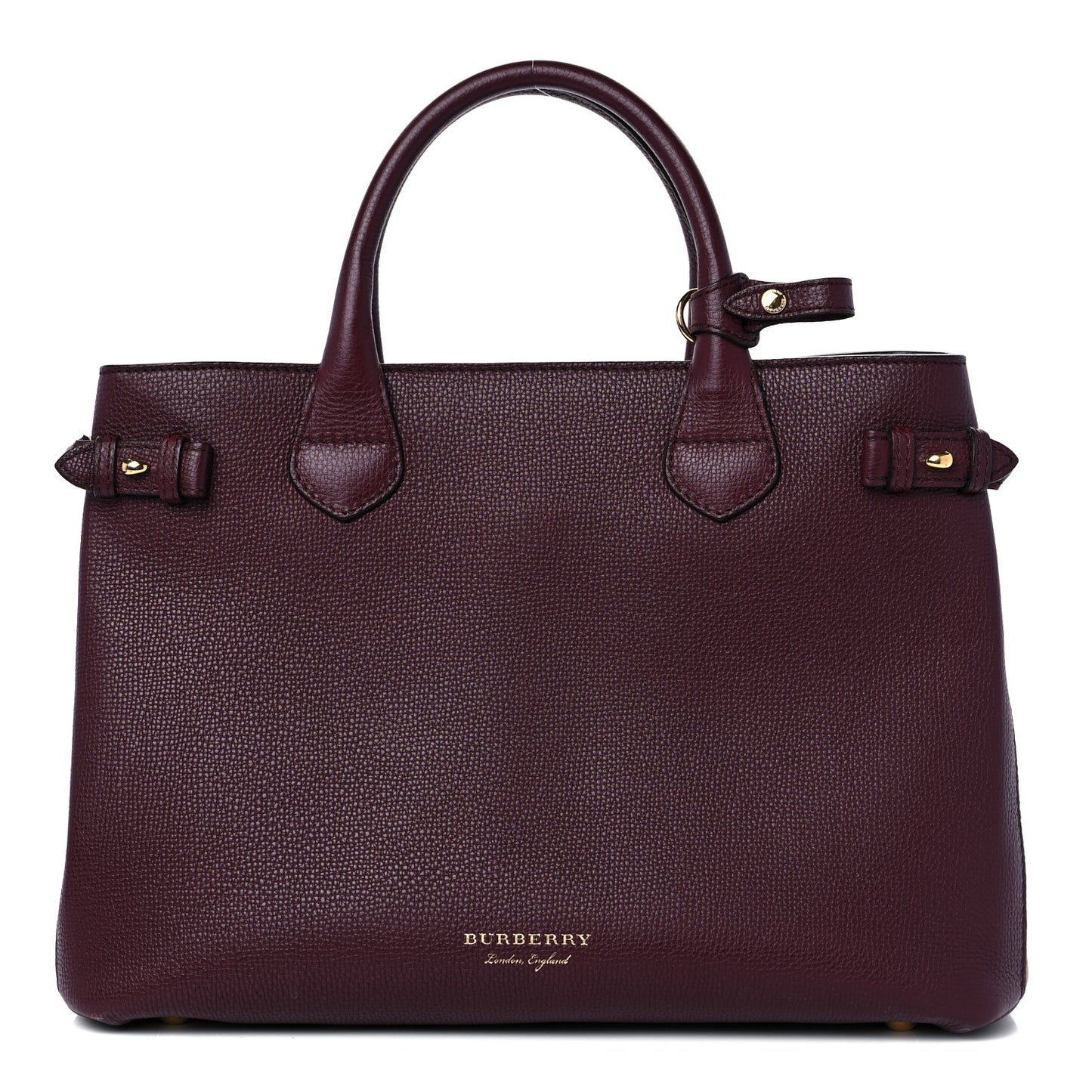 Grainy Calfskin House Check Medium Banner Tote Mahogany Red