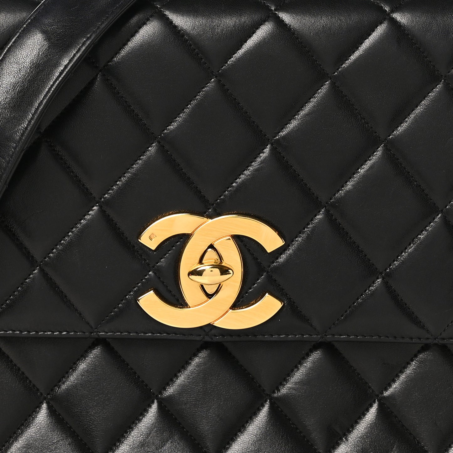 Lambskin Quilted Medium Square Flap Bag Black