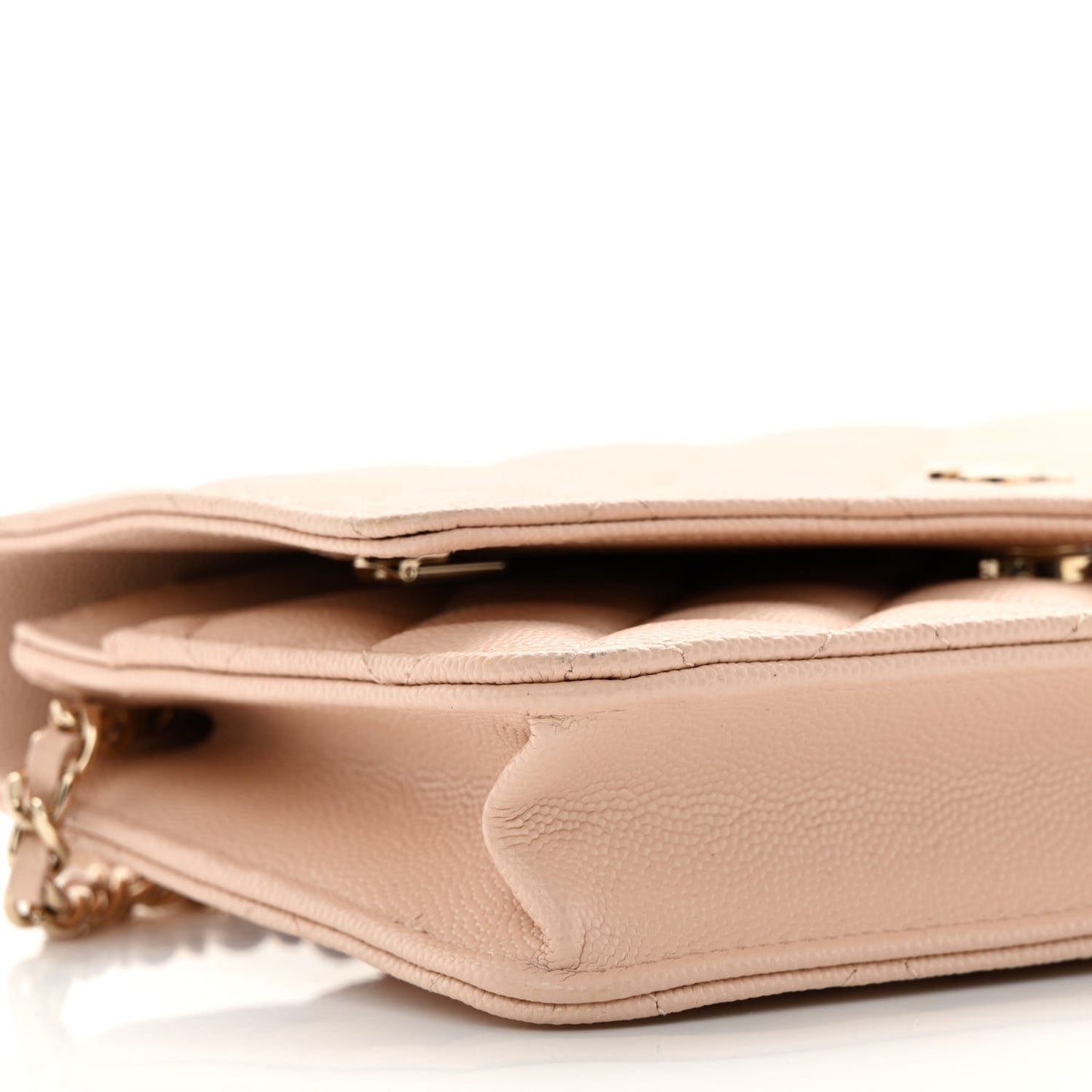 Caviar Quilted Wallet on Chain WOC Light Beige