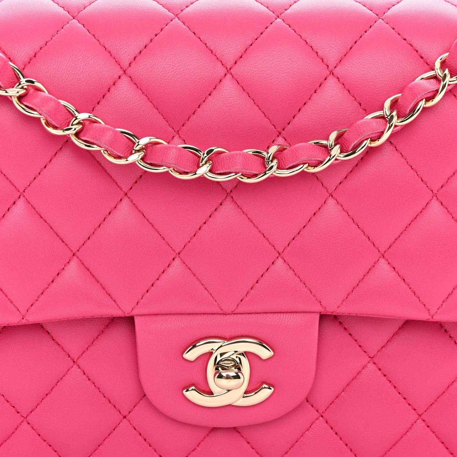Chanel Lambskin Quilted Medium Double Flap Fuchsia 8 of 11