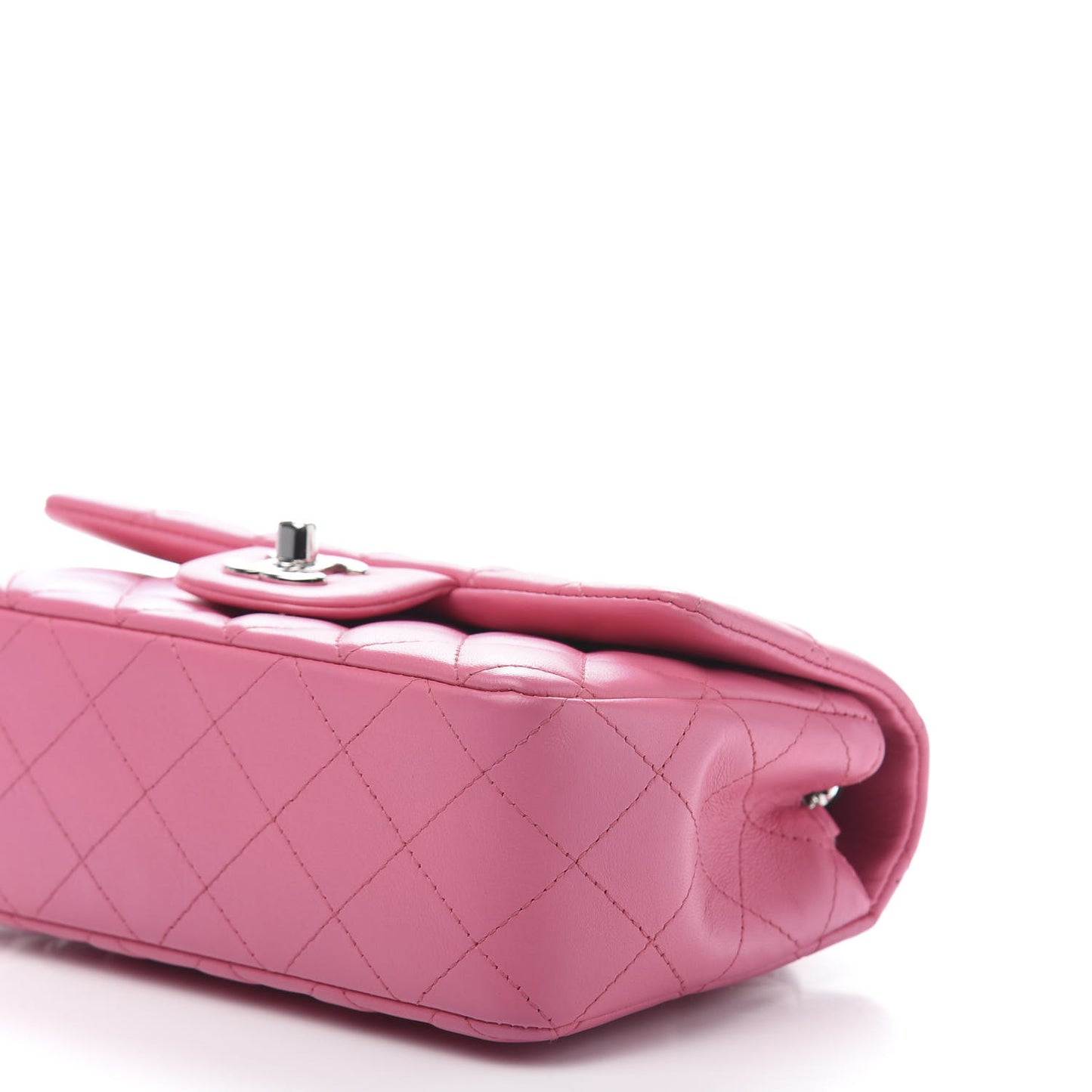 Lambskin Quilted Mini Rectangular Flap Dark Pink