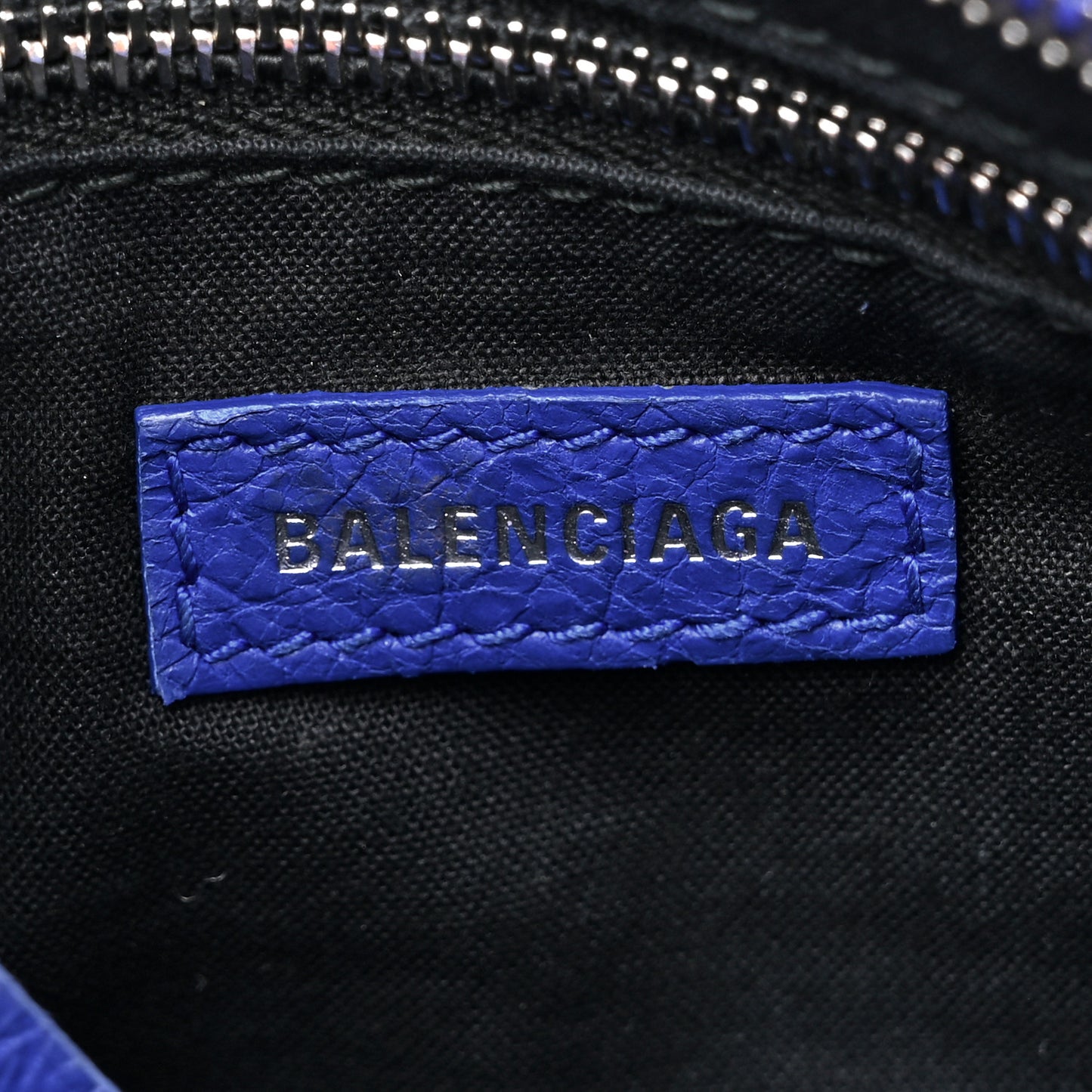 Agneau Classic Silver Hardware Mini City Logo Strap Bleu Electric Black