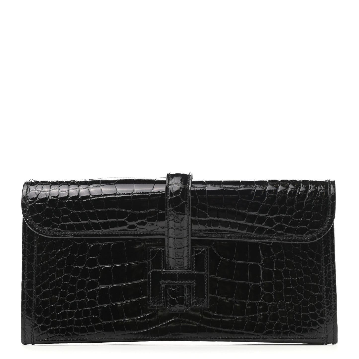 Shiny Alligator Jige Elan 29 Clutch Black