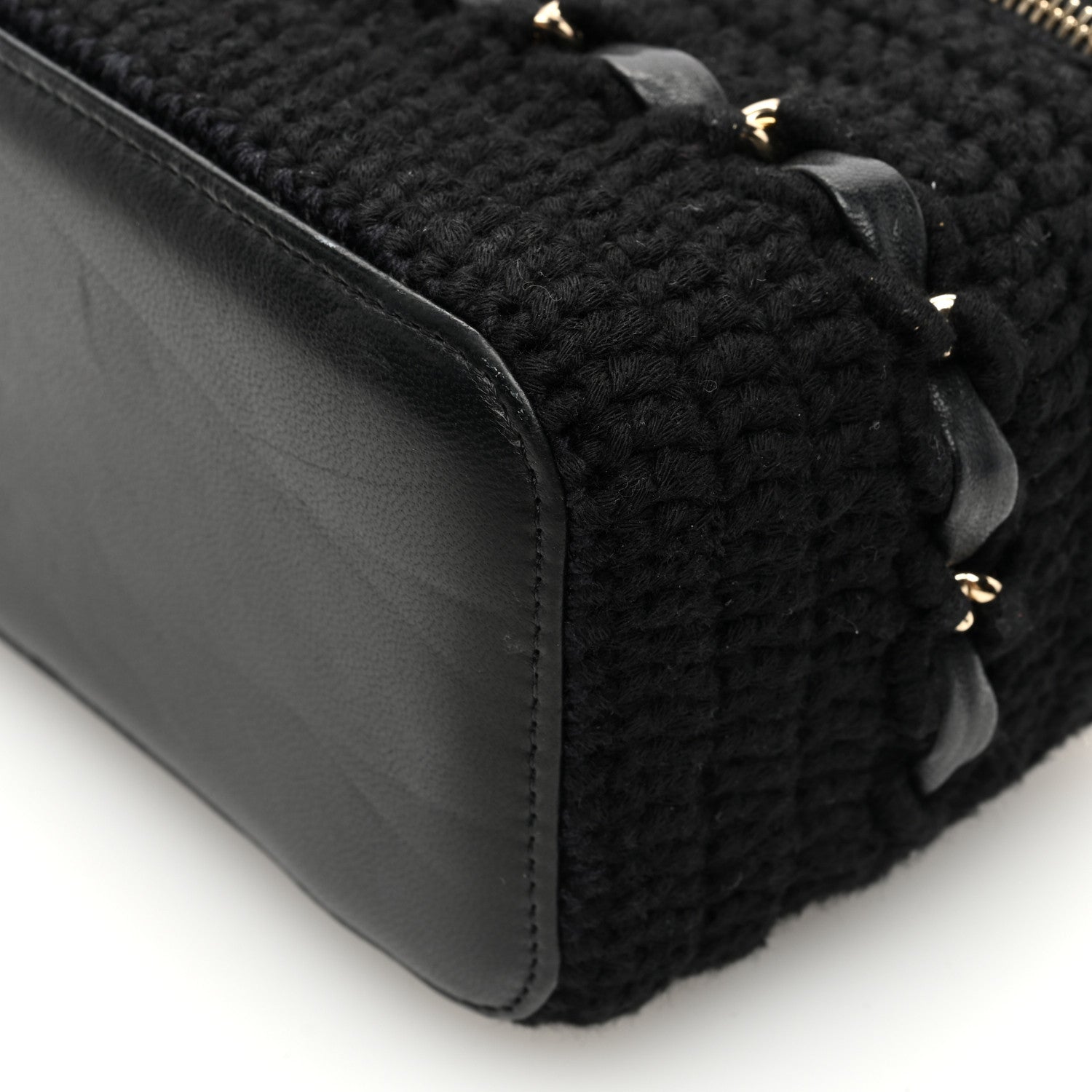 Chanel Lambskin Crochet Quilted Small Vanity Case With Chain Black 10 of 11