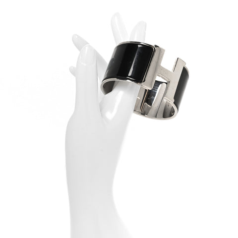 Enamel Extra Wide Clic Clac H Bracelet GM Black