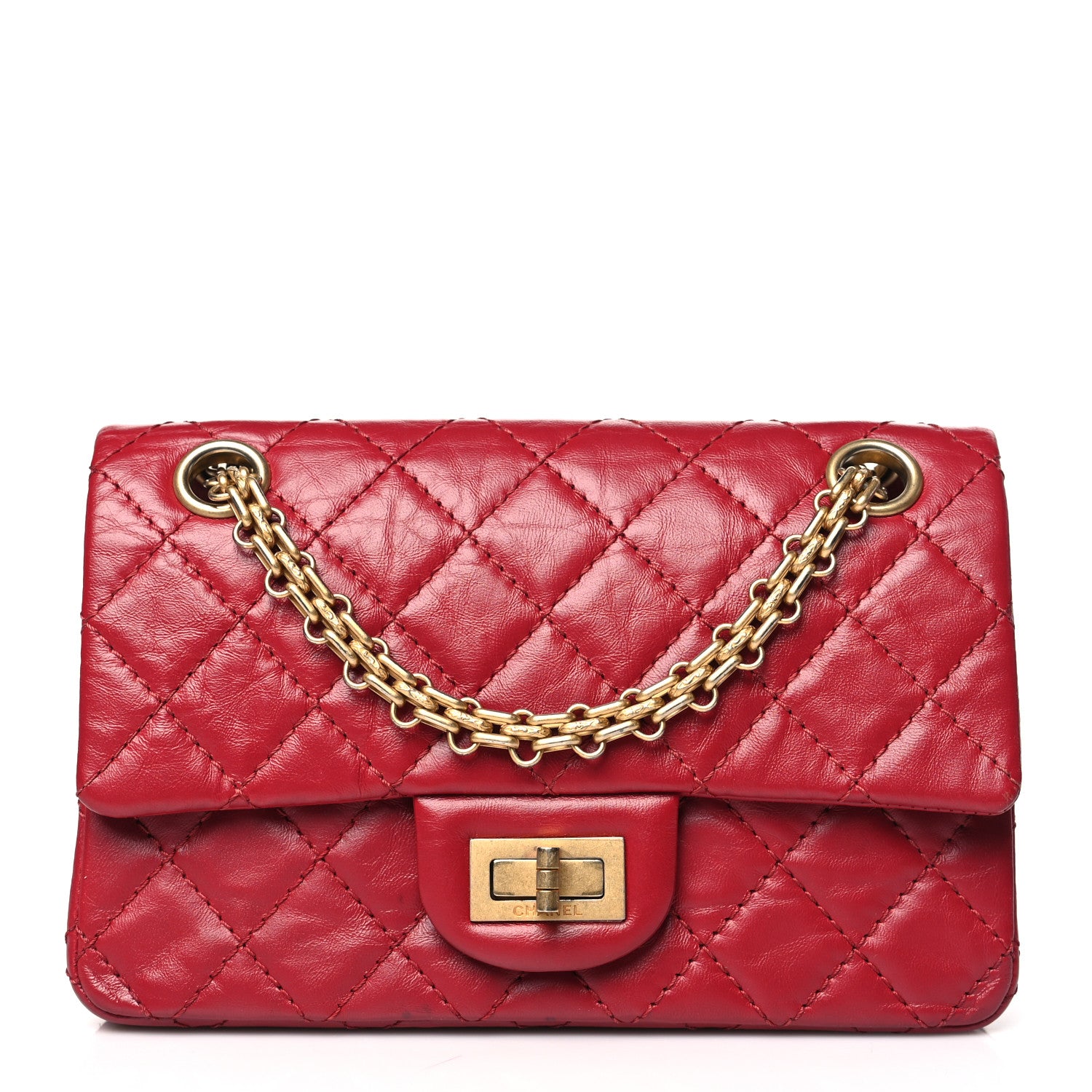 Chanel Aged Calfskin Quilted 2.55 Reissue Mini Flap Red 1 of 10