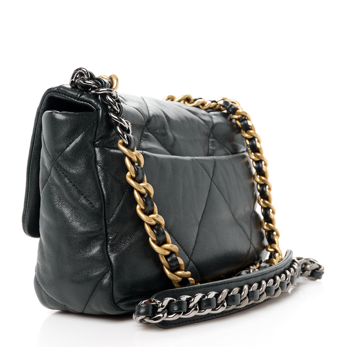 Goatskin Quilted Medium Chanel 19 Flap Black